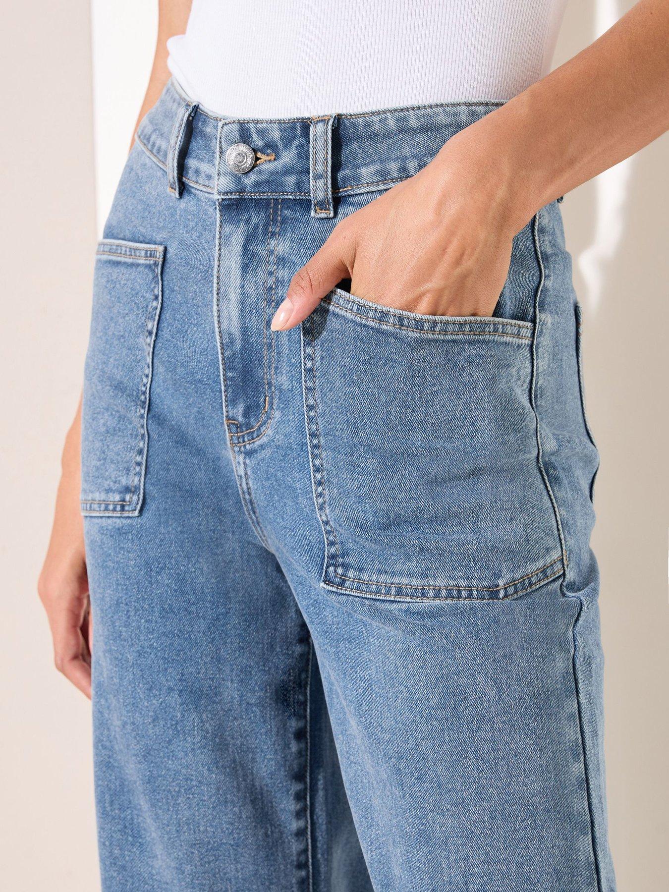 Image 4 of 4 of Friends Like These Wide Leg Crop Jean - Blue