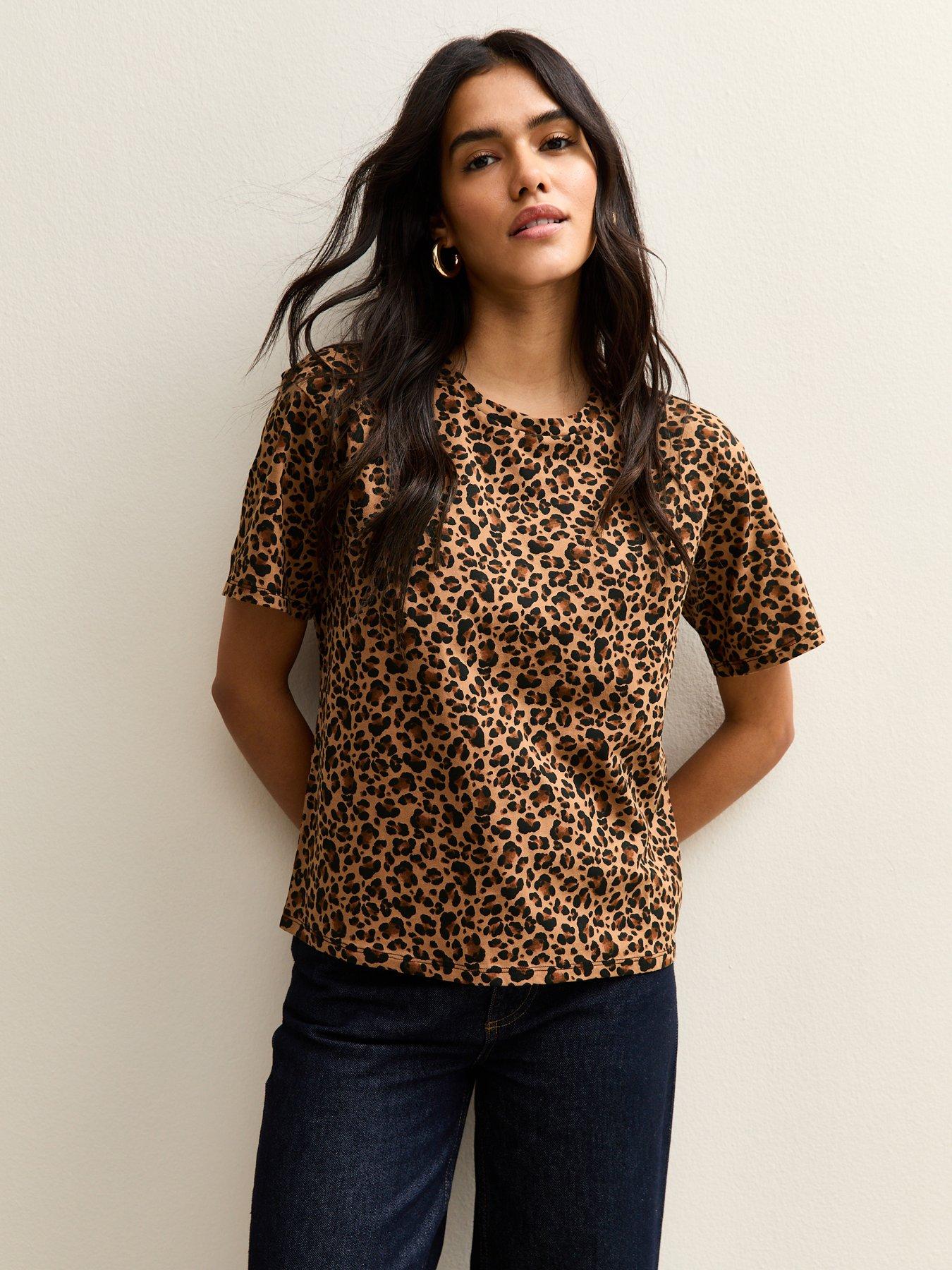 New Look: Leopard Print T-Shirt - Brown