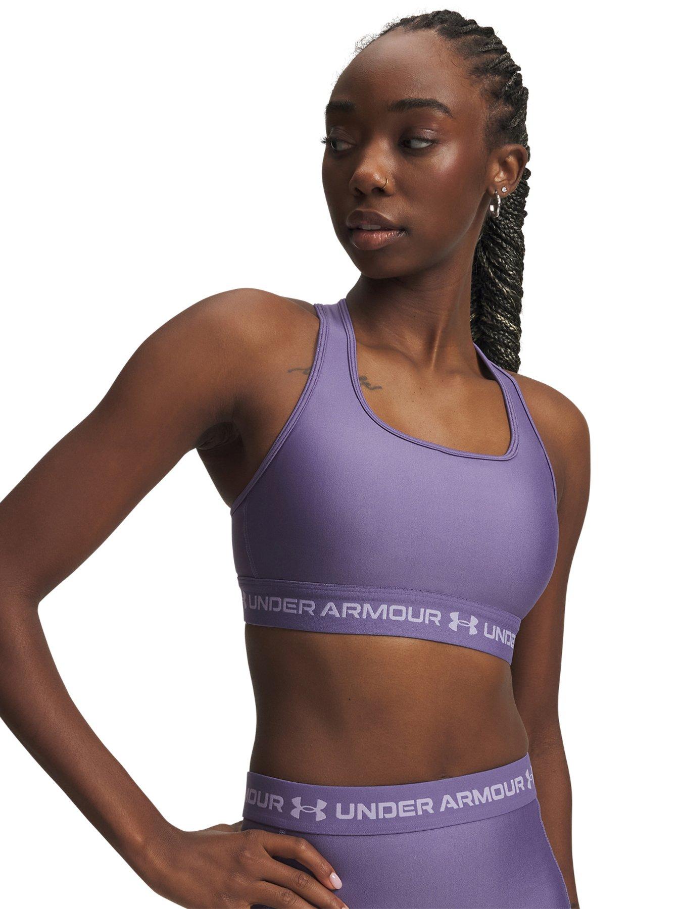UNDER ARMOUR Womens Training Crossback Mid Bra, Purple, Size Xs, Women