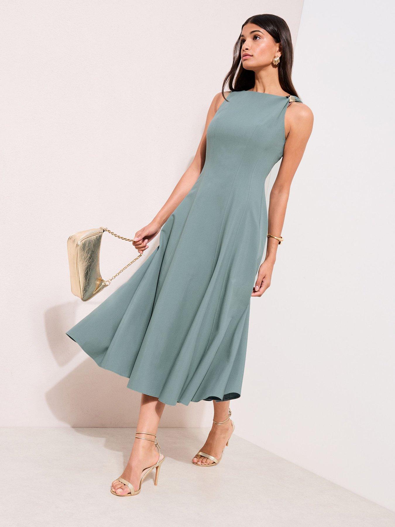 Friends Like These Seam Detail Hardware Midi Dress - Green