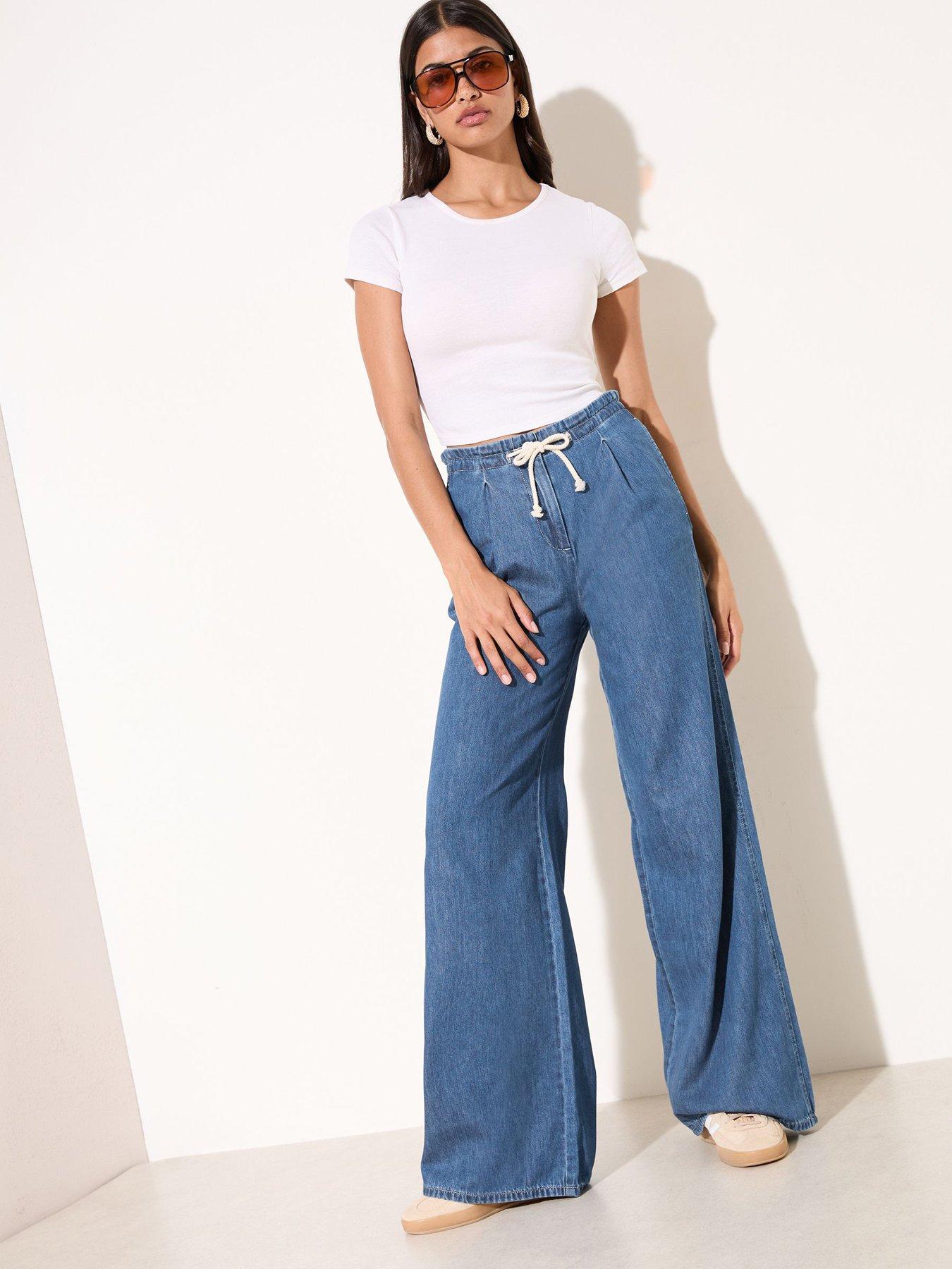 Image 2 of 5 of Friends Like These Elasticated Wide Leg Trouser - Blue