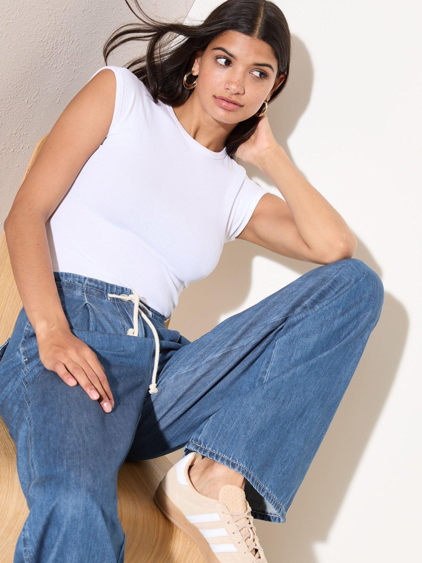 Image 4 of 5 of Friends Like These Elasticated Wide Leg Trouser - Blue