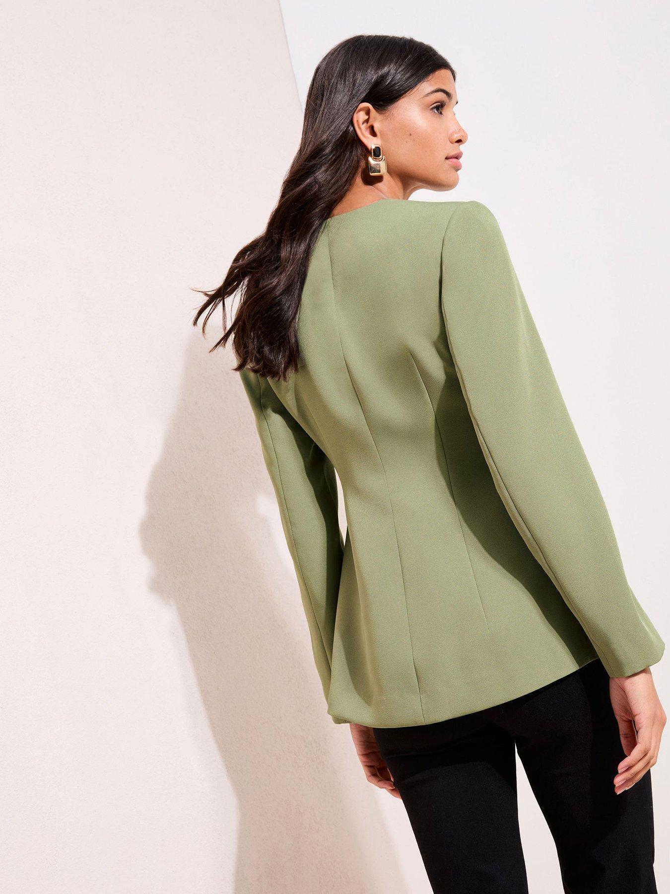 Image 2 of 5 of Friends Like These Collarless Blazer - Green
