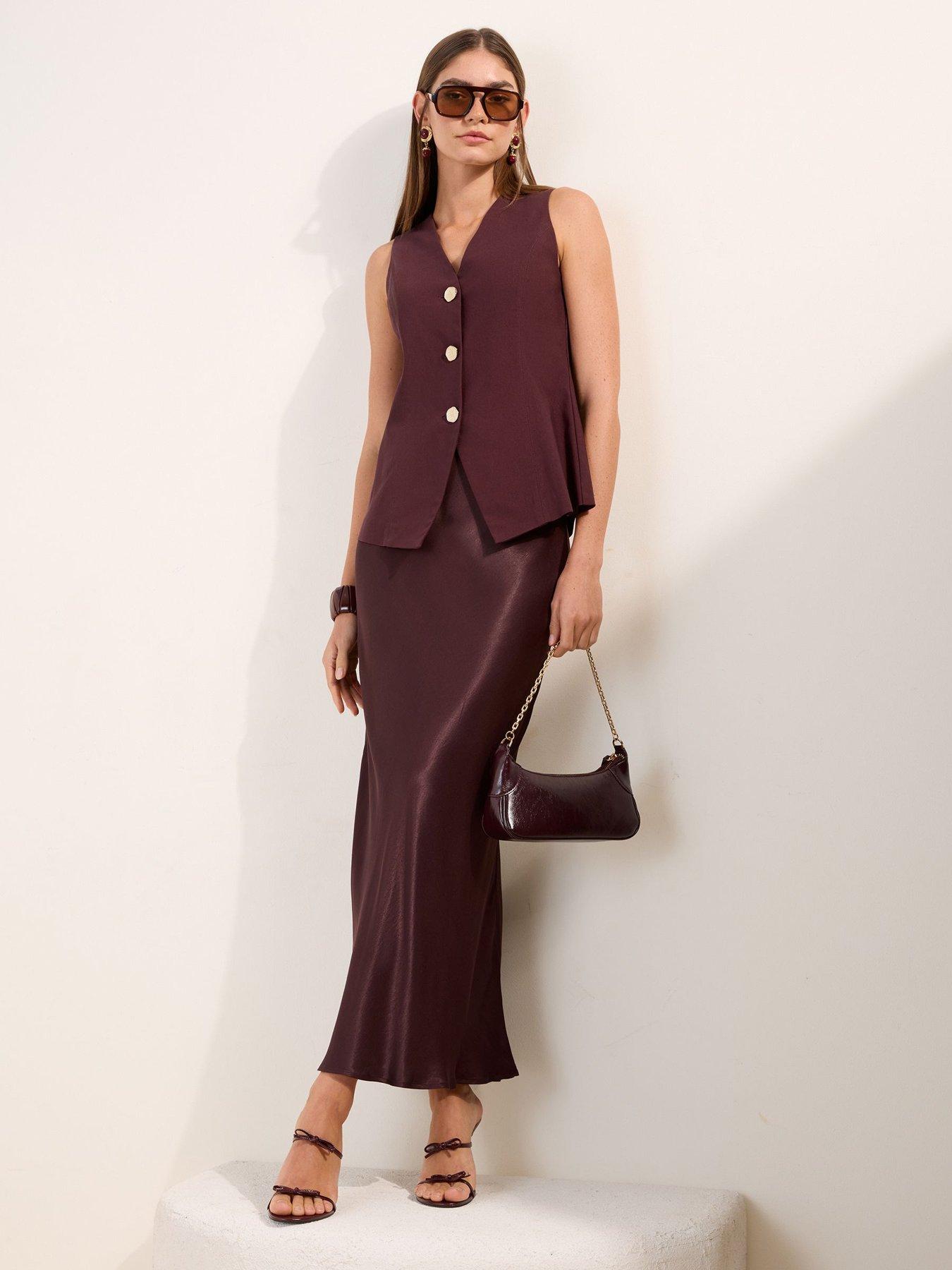 Image 3 of 4 of Friends Like These Stretch Gold Button Waistcoat - Brown