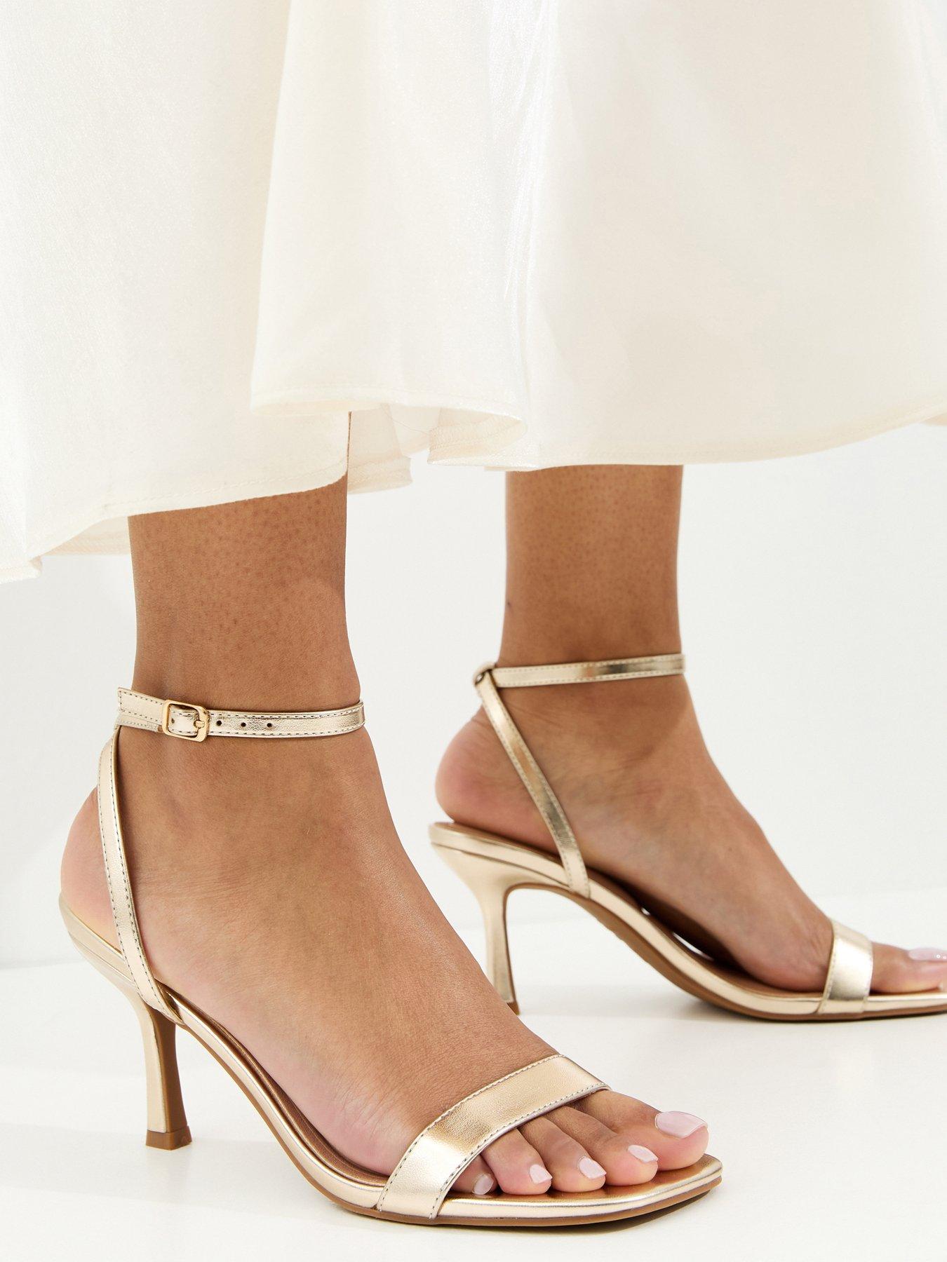 New Look Gold Faux Leather Single Strap Stiletto Sandals