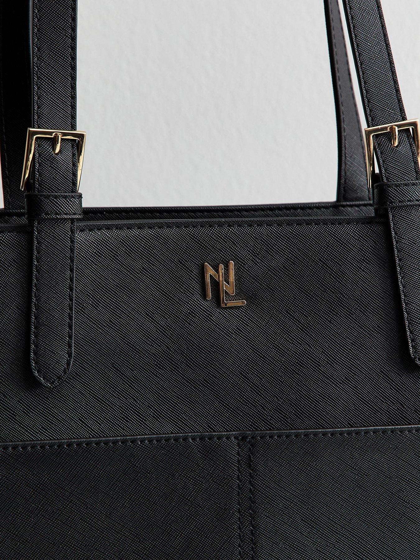 Image 4 of 5 of New Look Textured Faux Leather Logo Tote Bag - Black