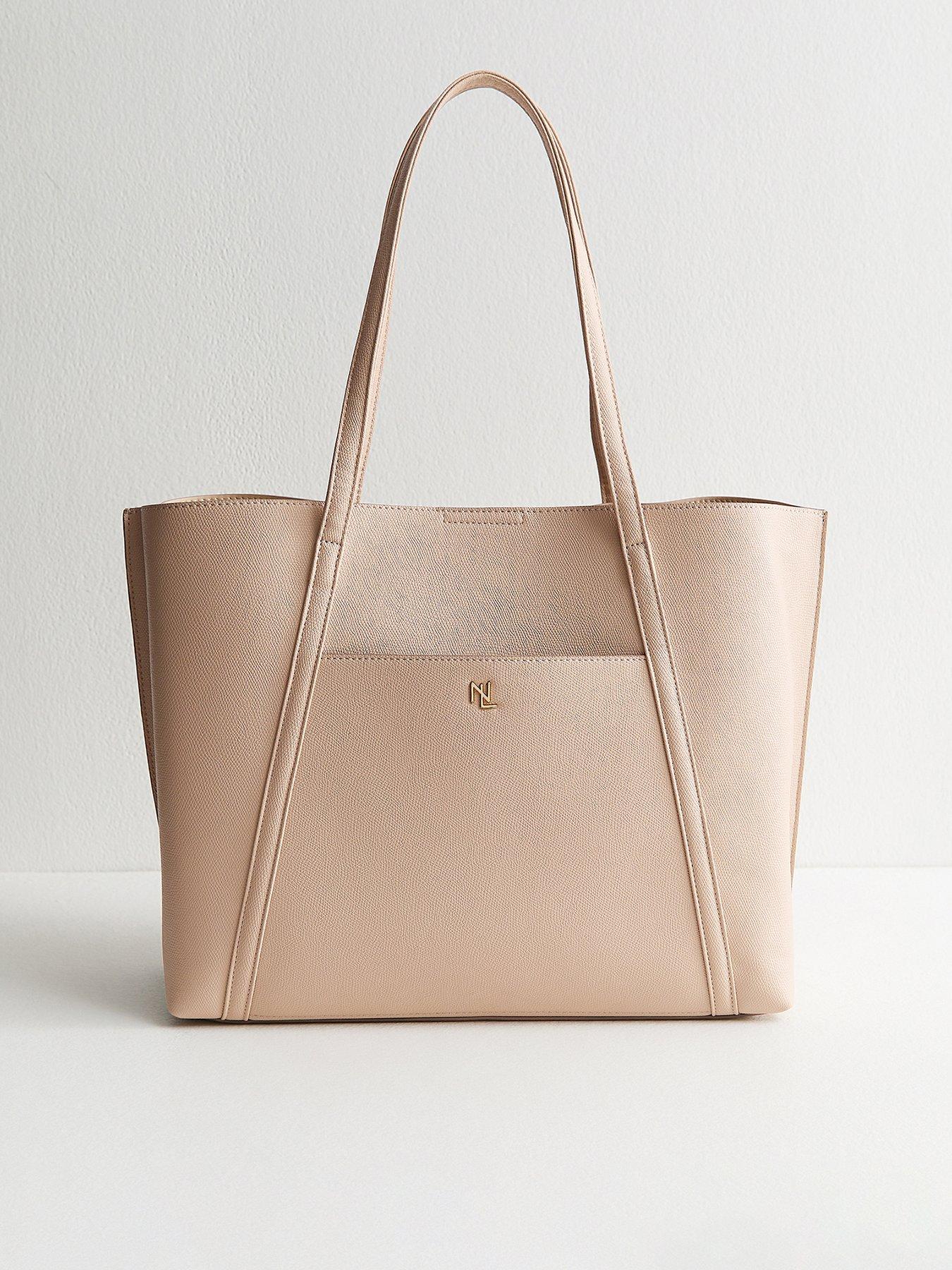 New Look Camel Faux Leather Front Pocket Tote Bag