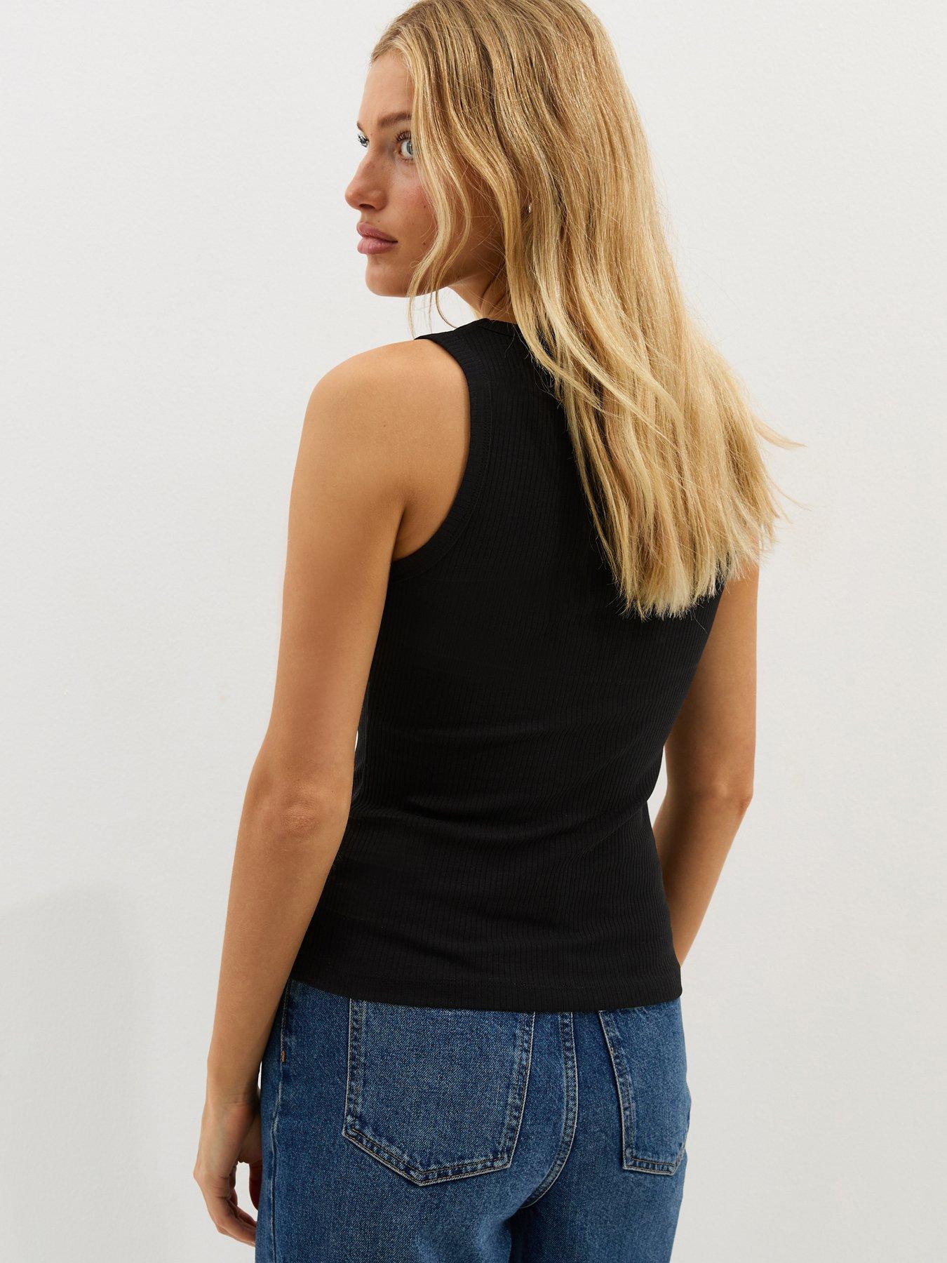 Image 2 of 5 of New Look Square Neck Vest Top - Black