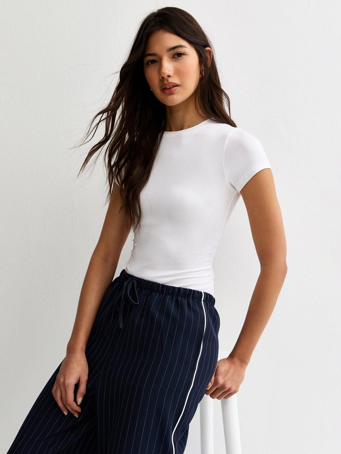 New Look Crew Neck Short Sleeve Bodysuit - White