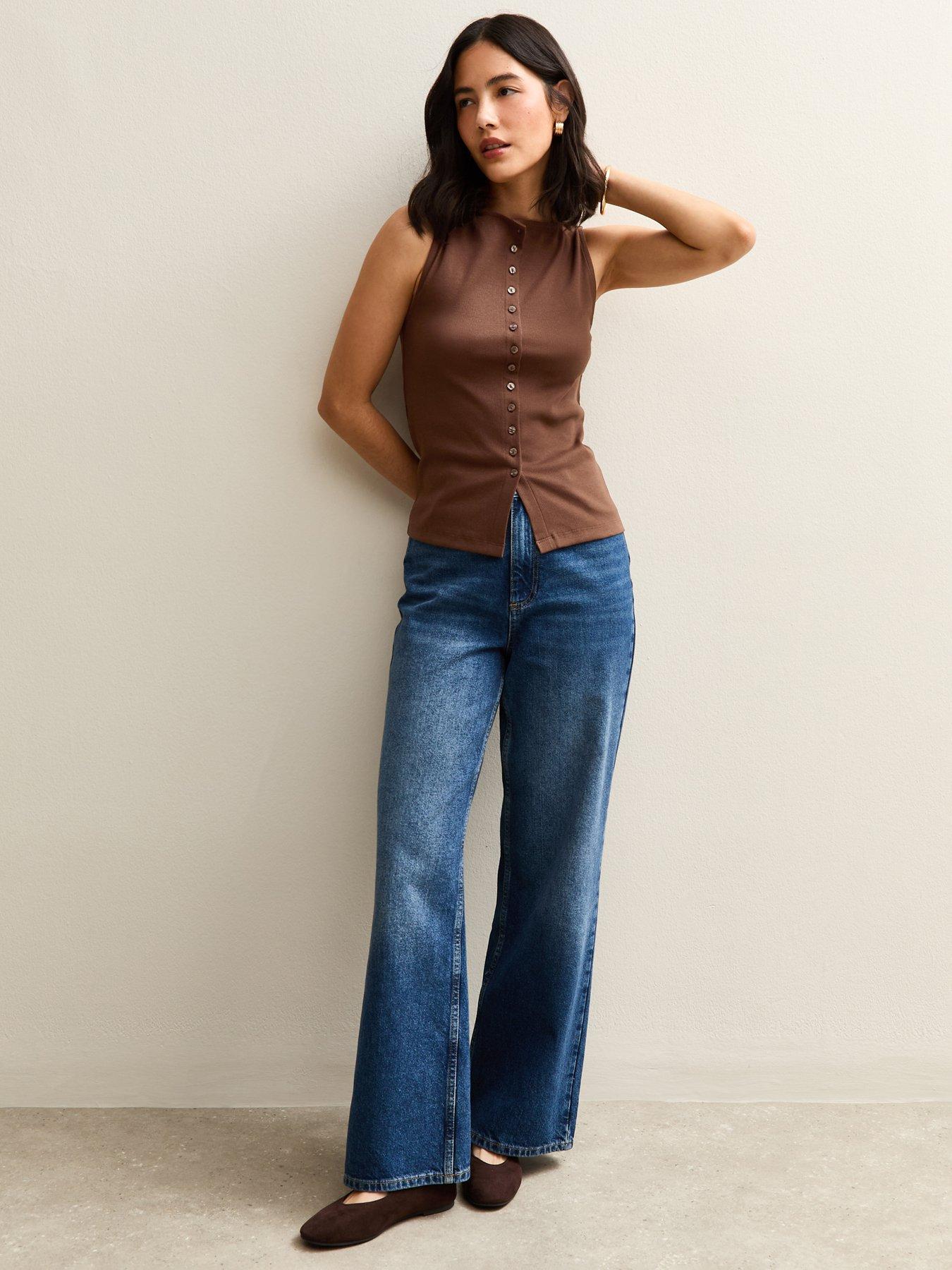 Image 3 of 5 of New Look Button Through Tank Top - Brown