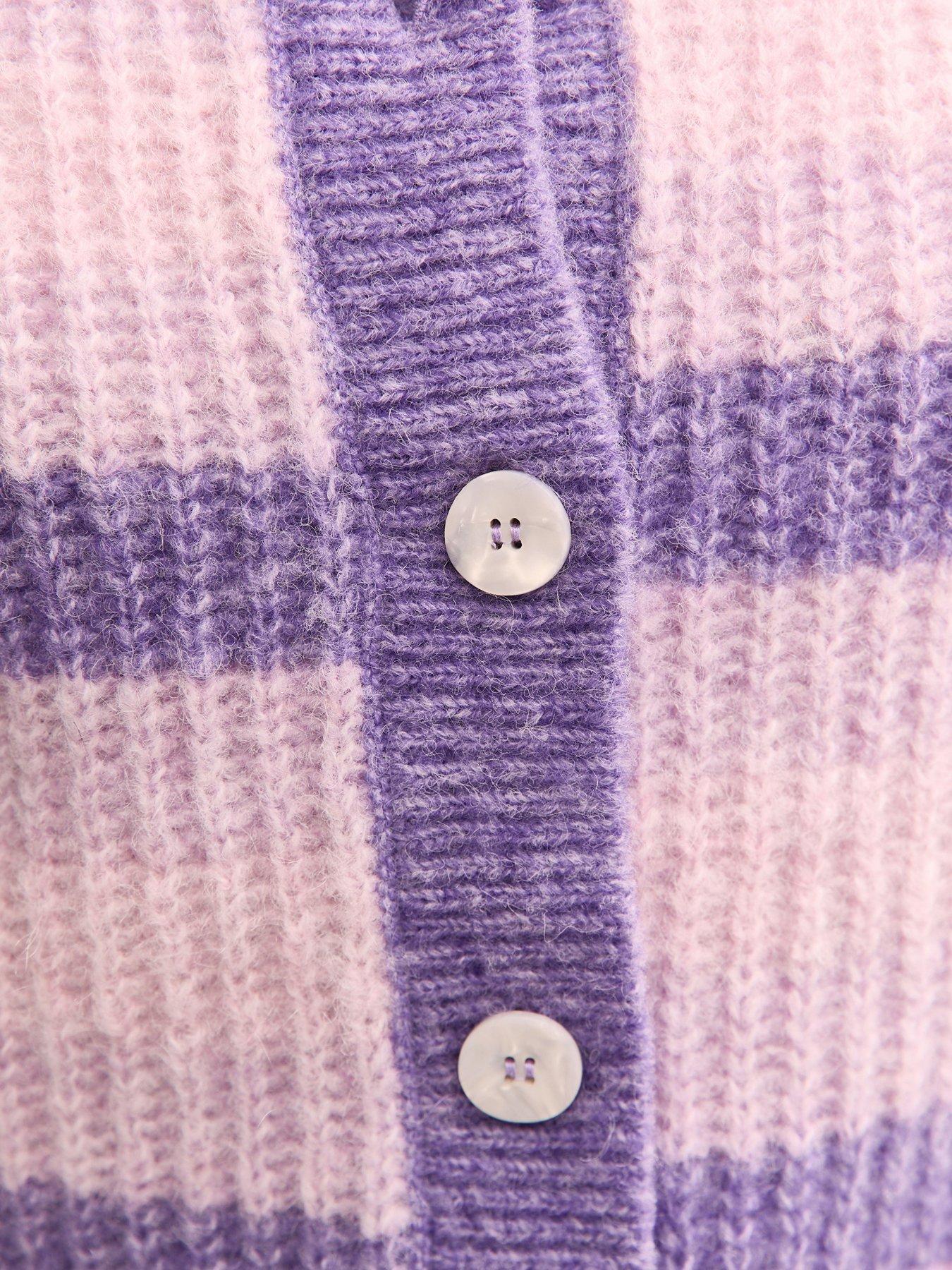 Image 5 of 5 of New Look Light Purple Stitchy Stripe Knit Cardigan