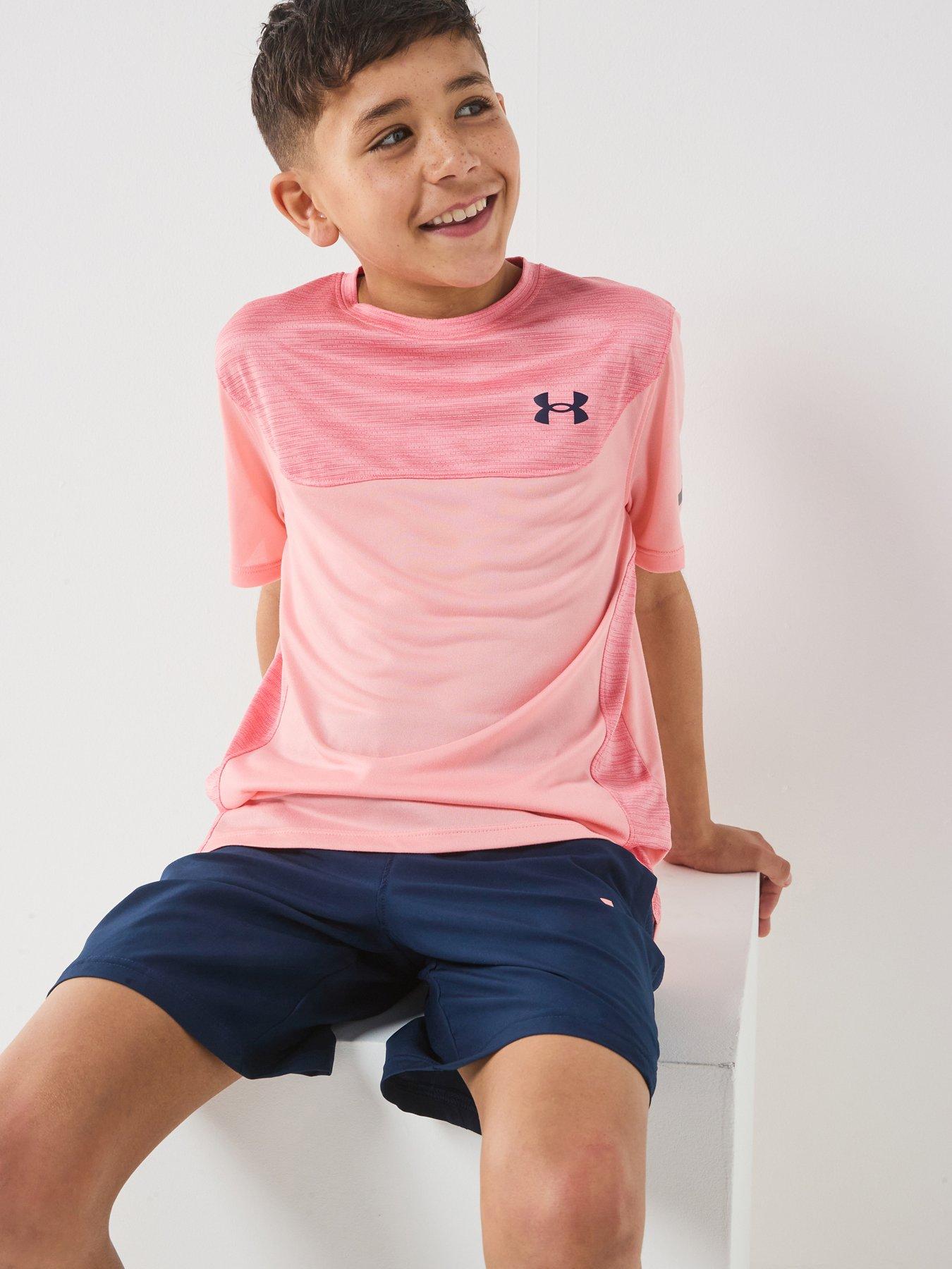 UNDER ARMOUR Junior Boys Training Tech Utility Short Sleeve T-Shirt - Pink