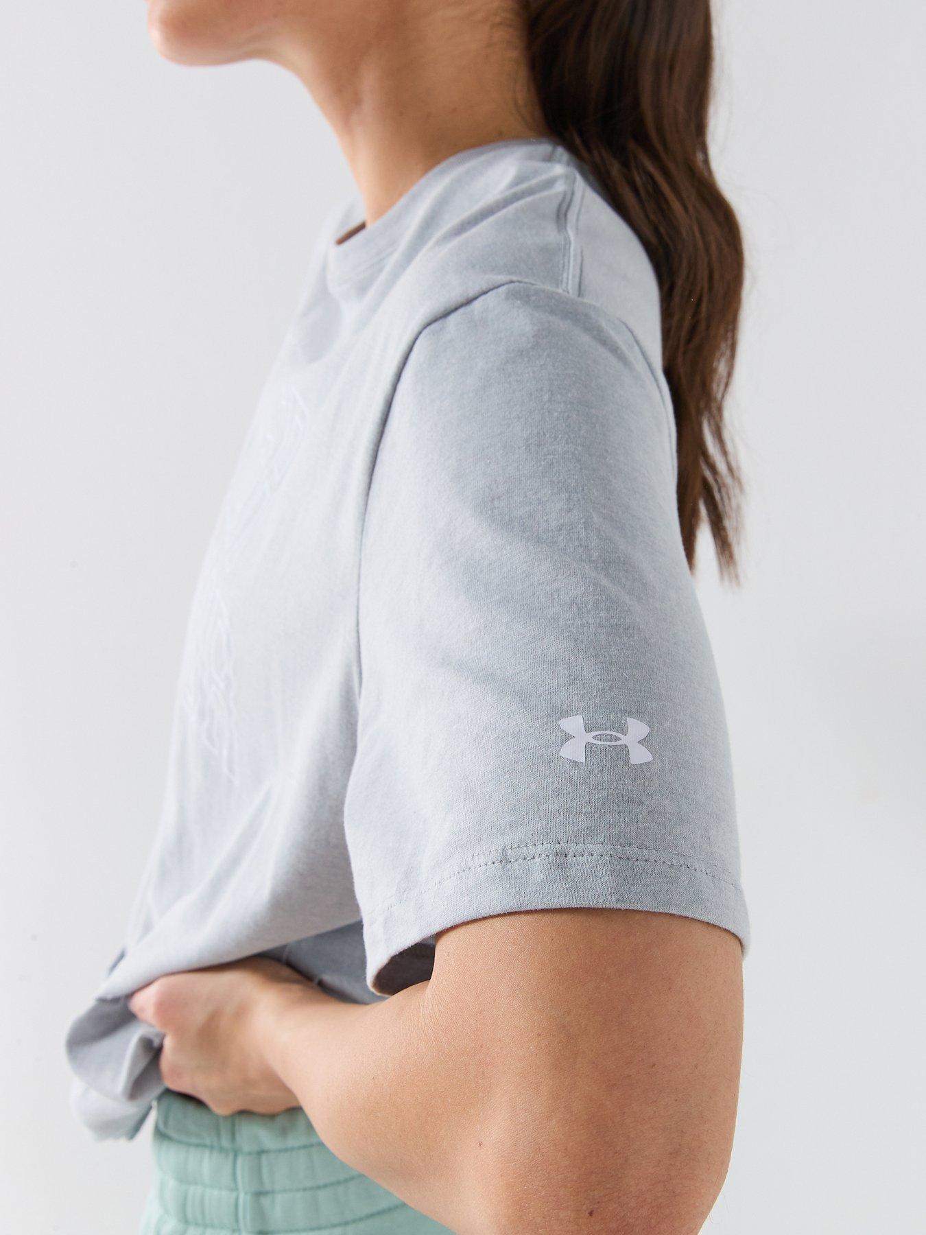 Image 5 of 5 of UNDER ARMOUR Womens Rival Knit Oversized Short Sleeve T-Shirt - Grey