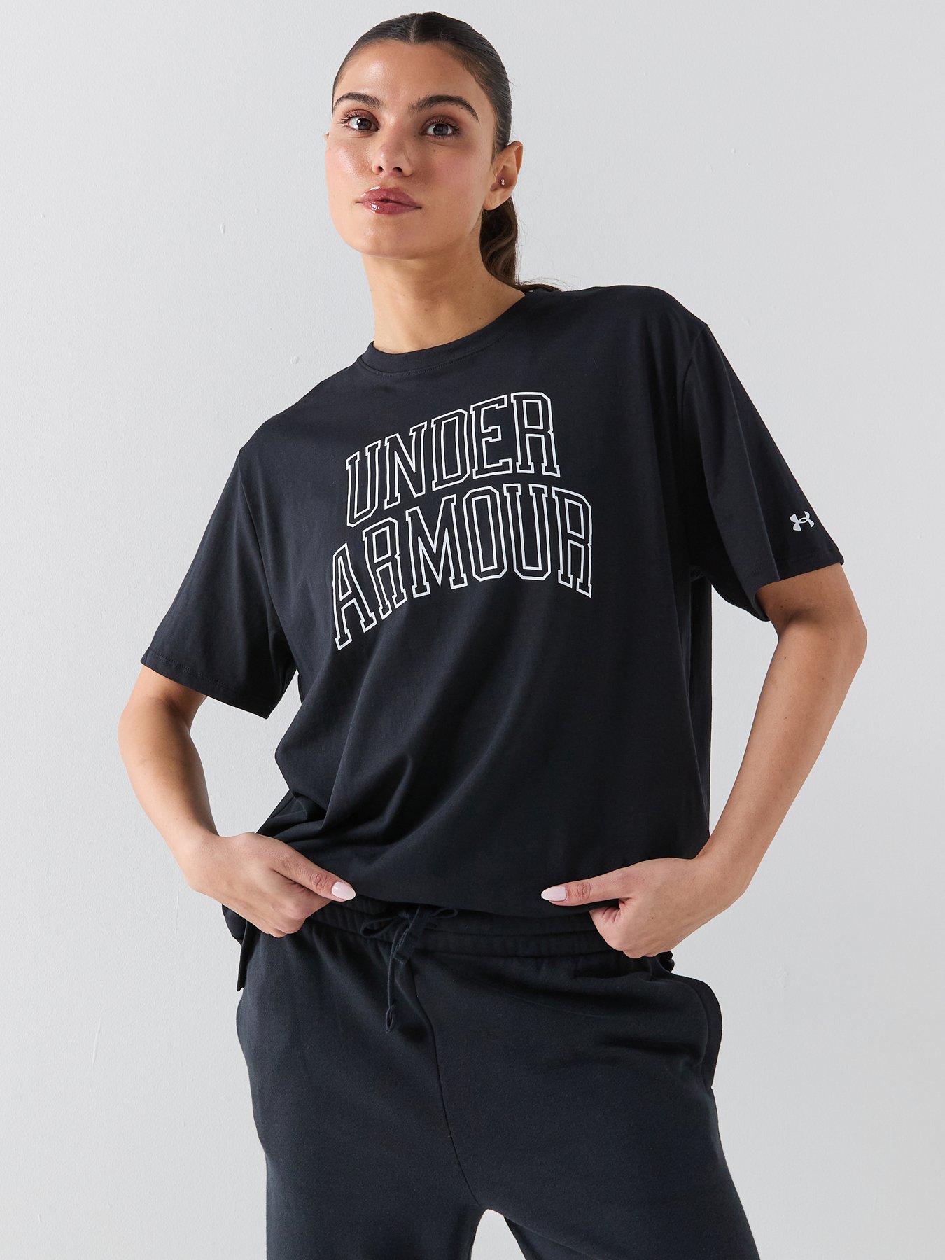 UNDER ARMOUR Womens Rival Knit Short Sleeve T-Shirt - Black