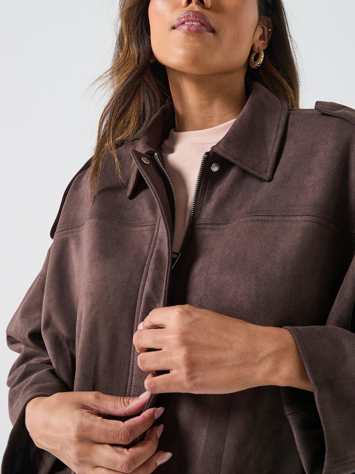 JDY Nia Faux Suede Jacket - Brown | Very
