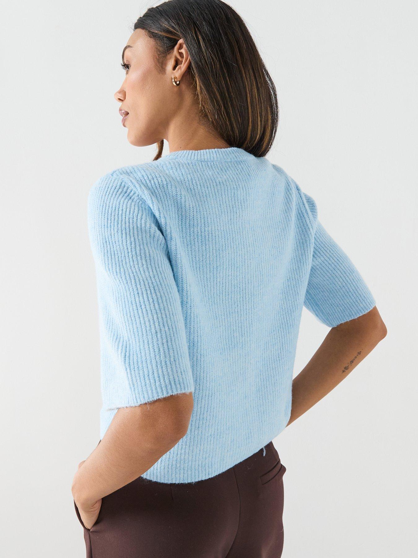 Image 2 of 4 of PIECES Pcsilly Short Sleeve Knit Cardigan - Blue