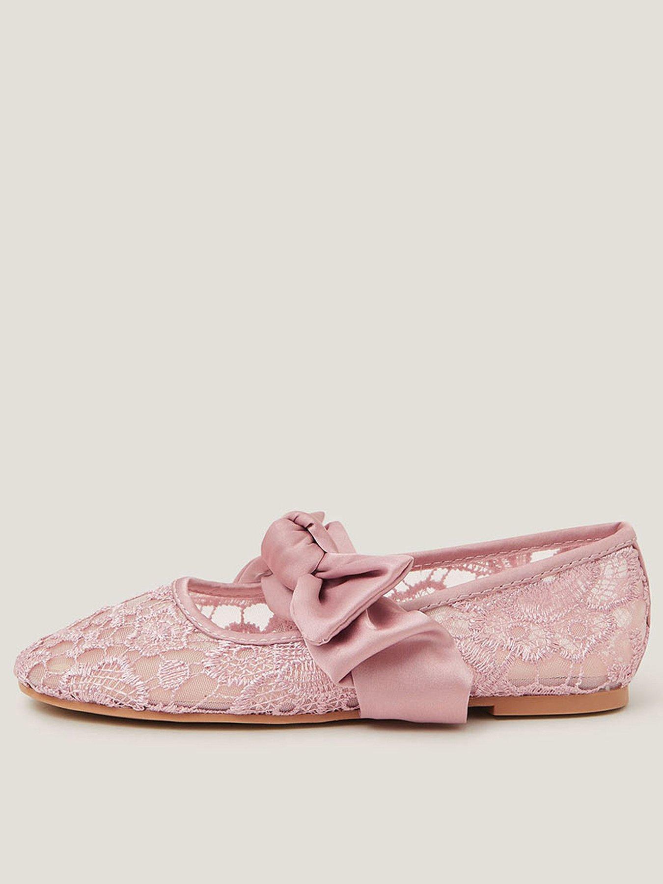 Monsoon Girls Heavy Lace Bow Ballerina Shoes - Light Purple