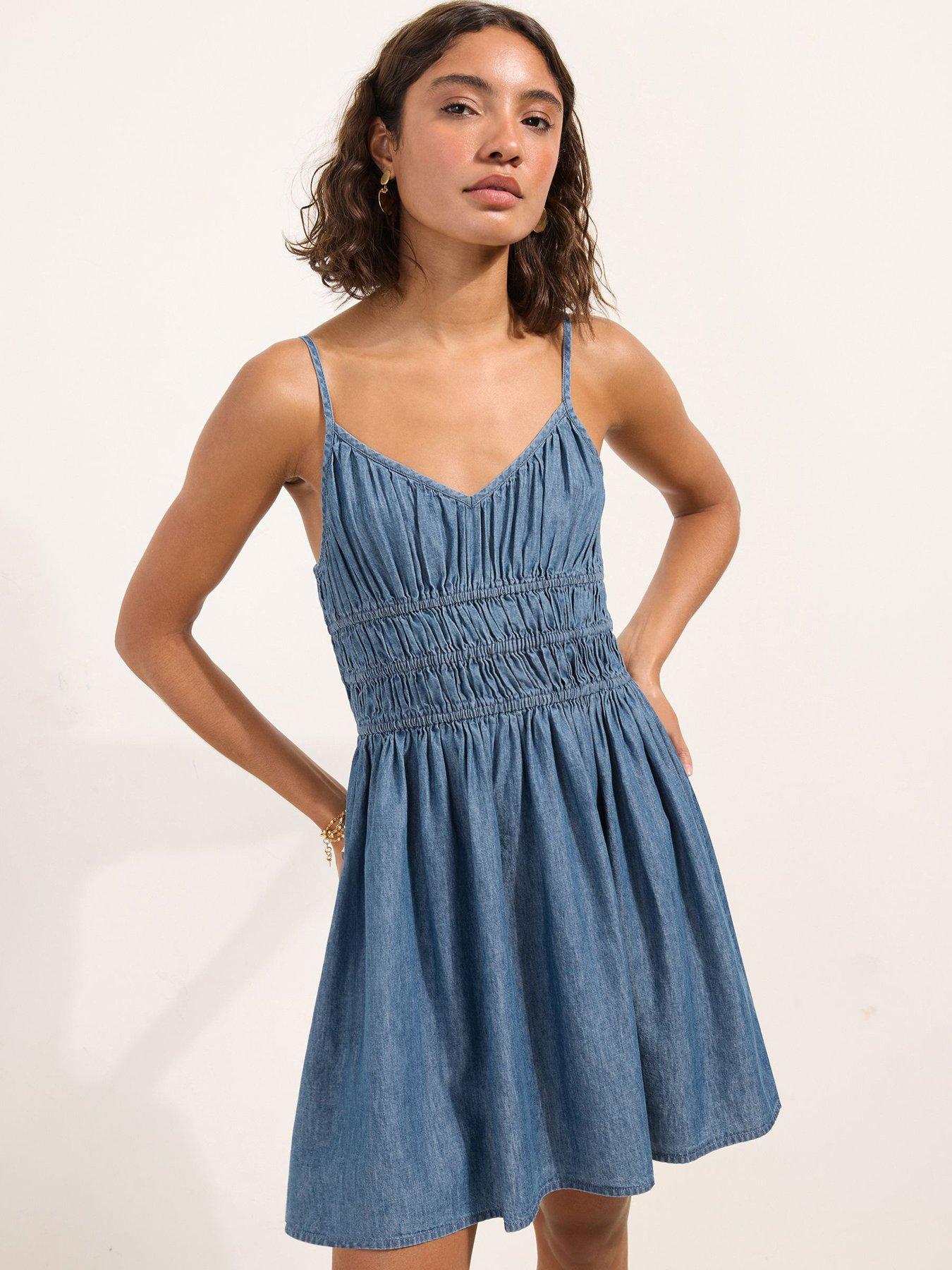 Friends Like These Shirred Cami Mini Dress - Blue