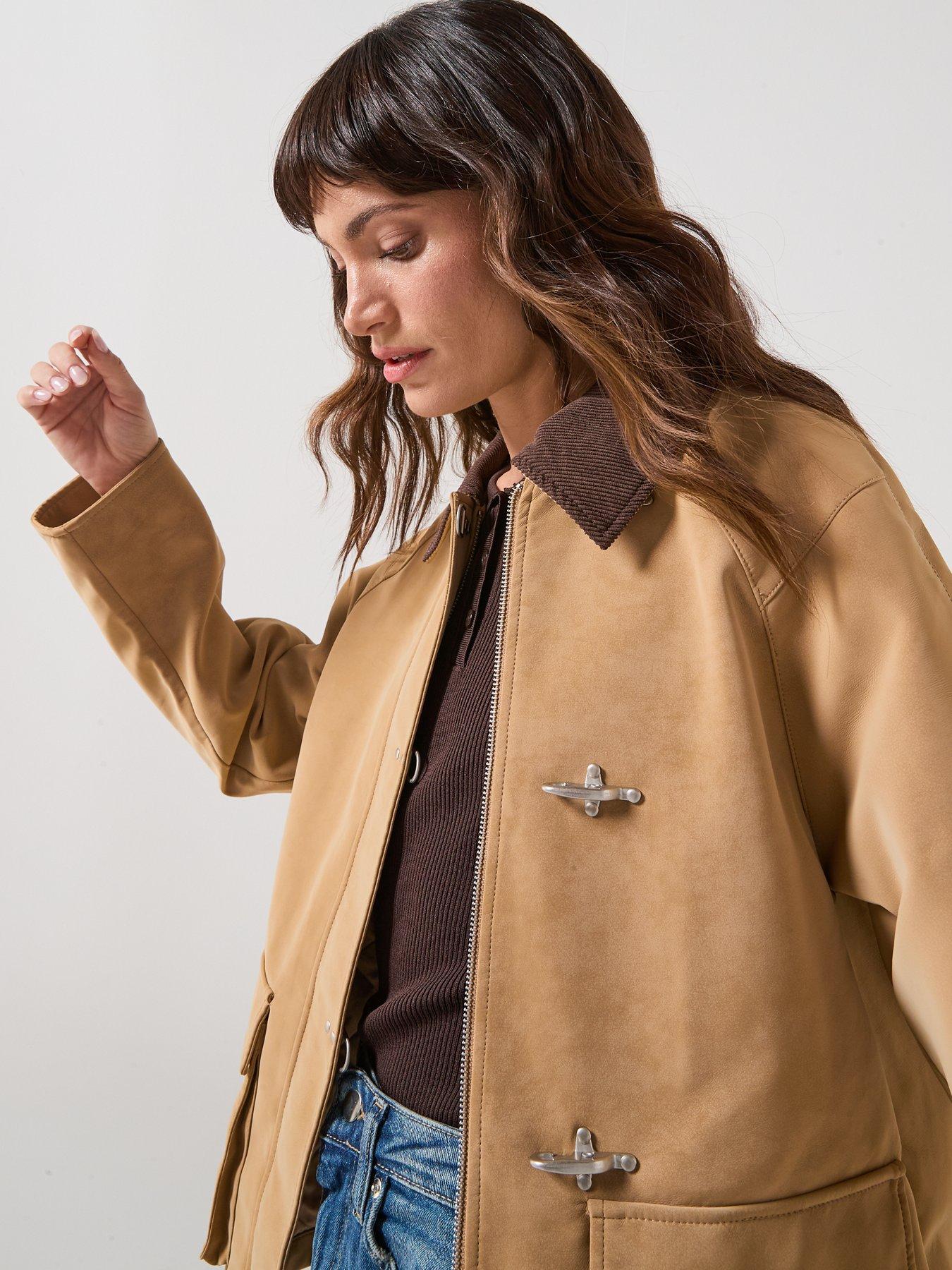 Image 6 of 6 of Only Faux Suede Jacket - Brown