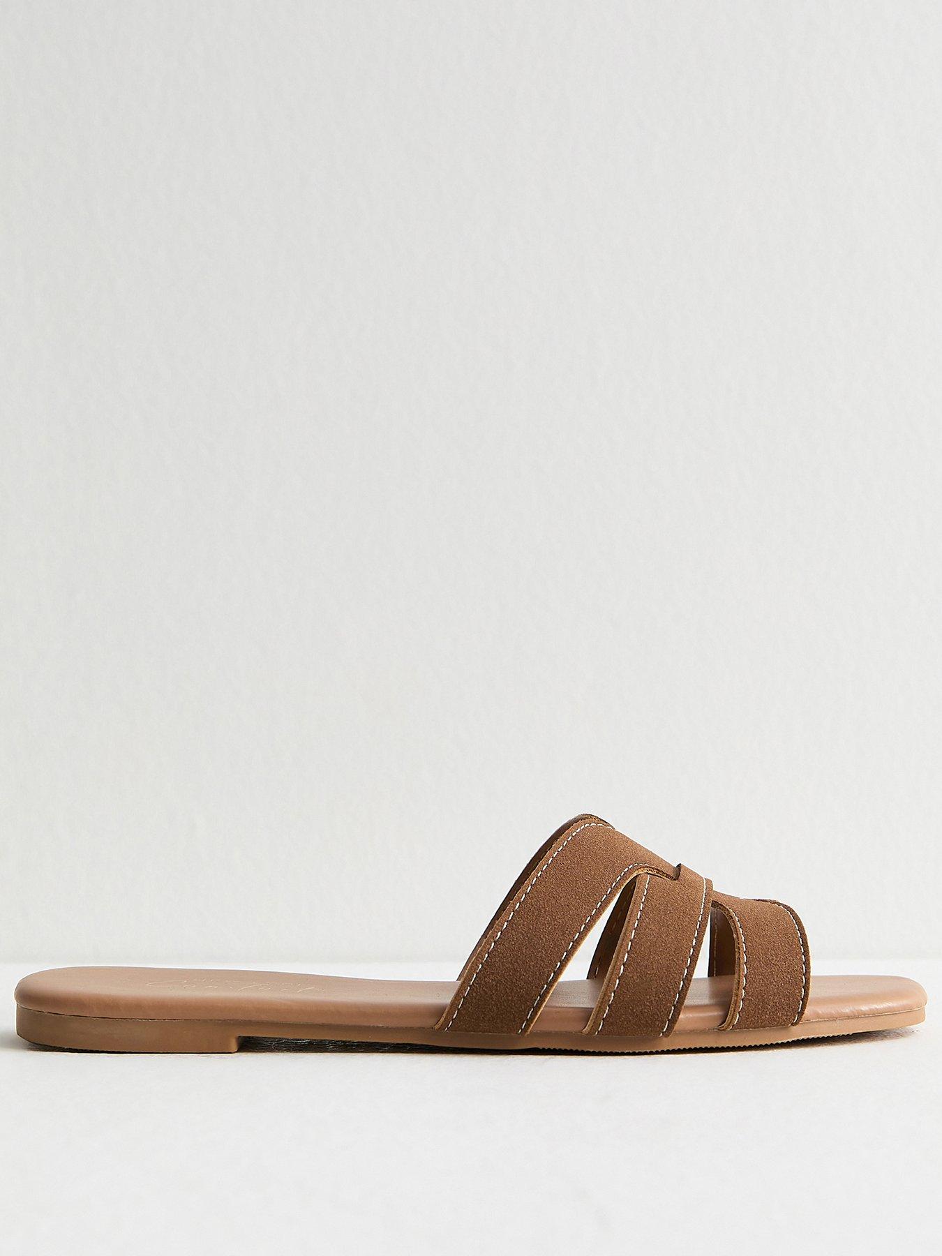 New Look Tan Faux Suede Interwoven Strap Flat Mule Sandals | Very