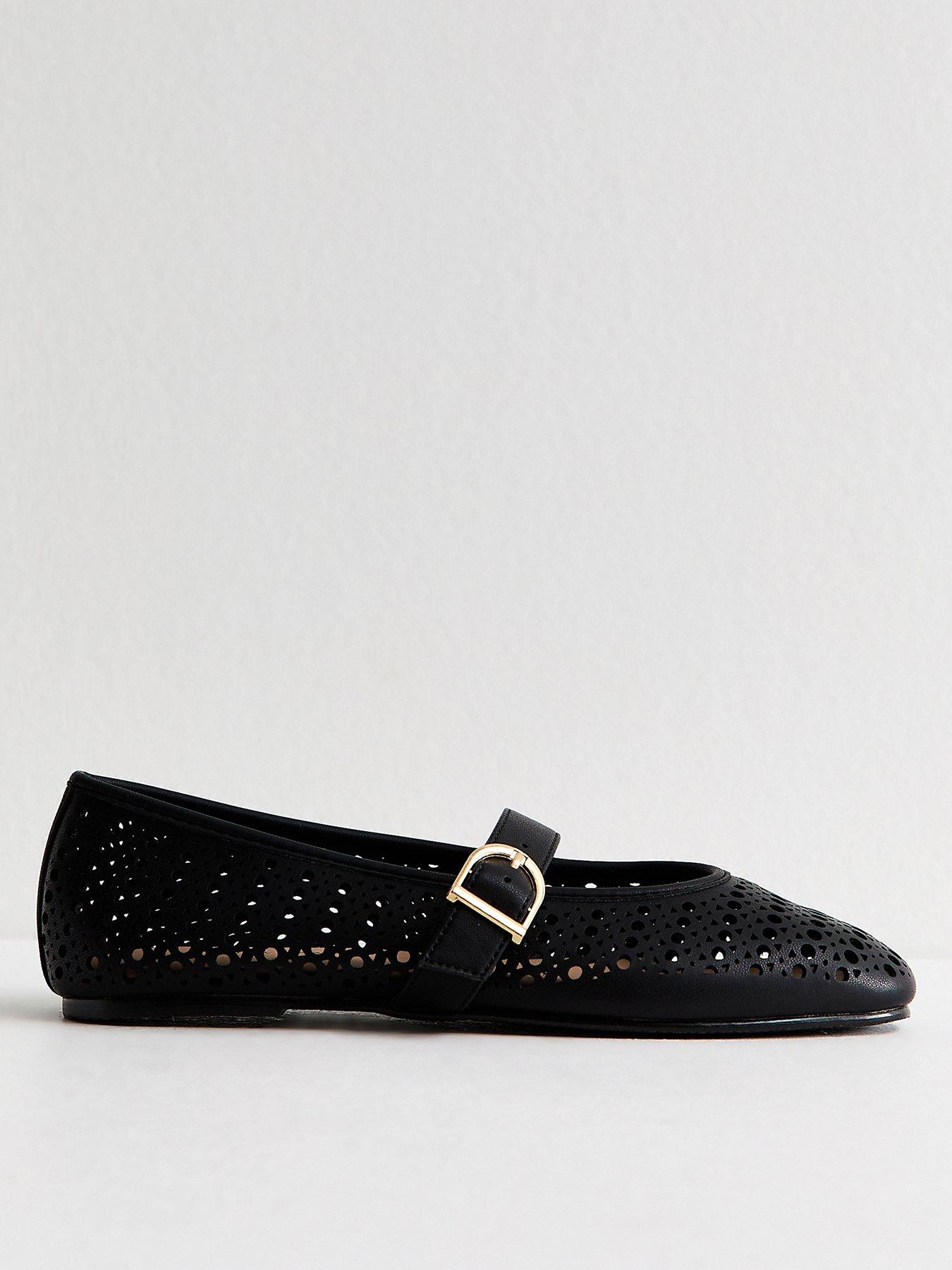 New Look Faux Leather Lazor Cut Mary Jane Shoes - Black | Very