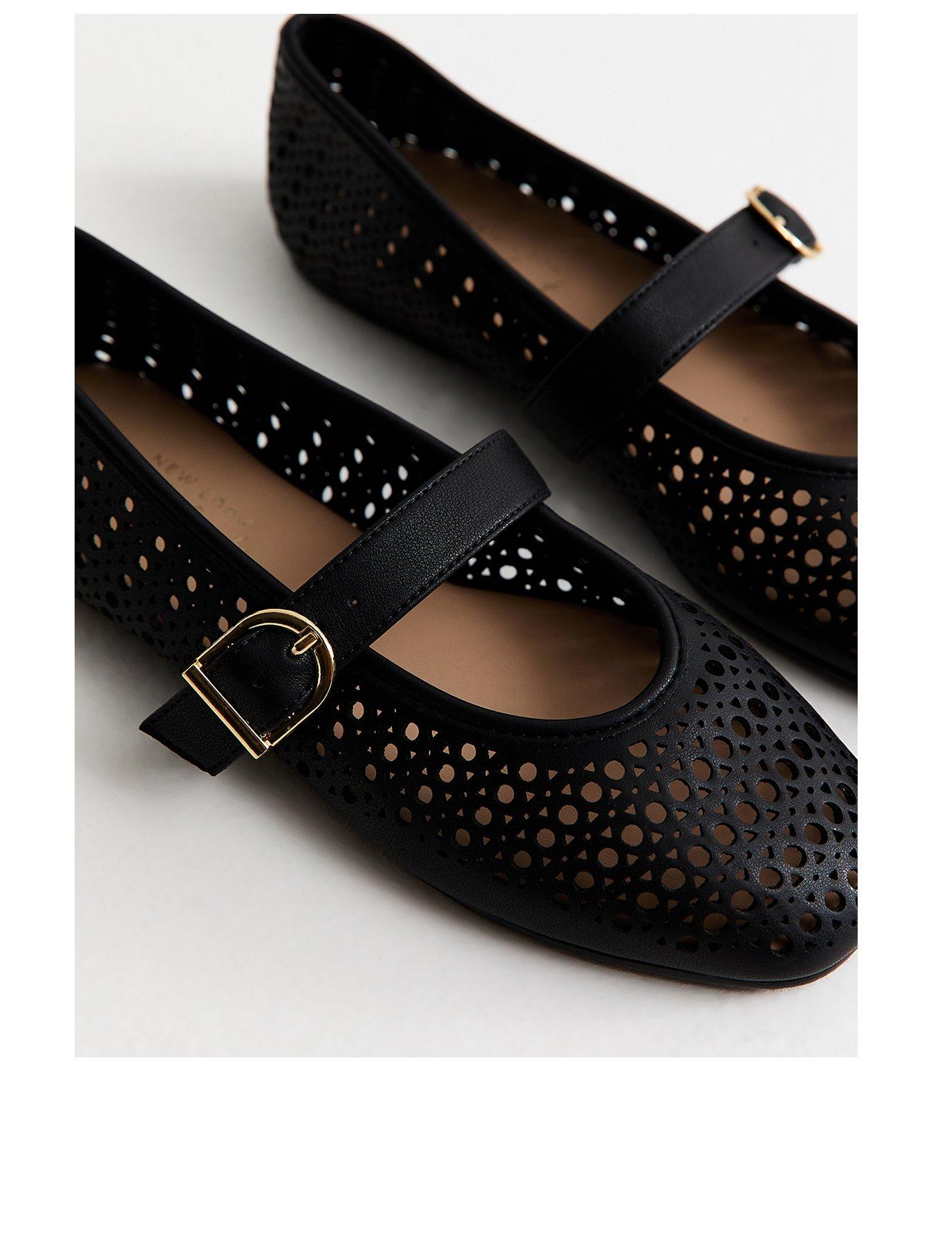 New Look Faux Leather Lazor Cut Mary Jane Shoes - Black | Very
