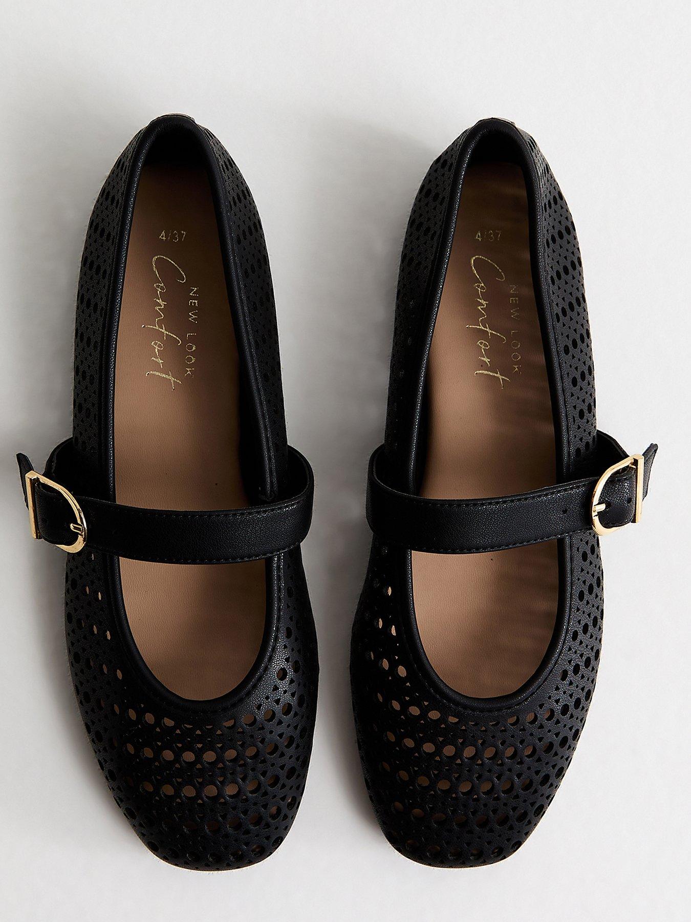 New Look Faux Leather Lazor Cut Mary Jane Shoes - Black | Very