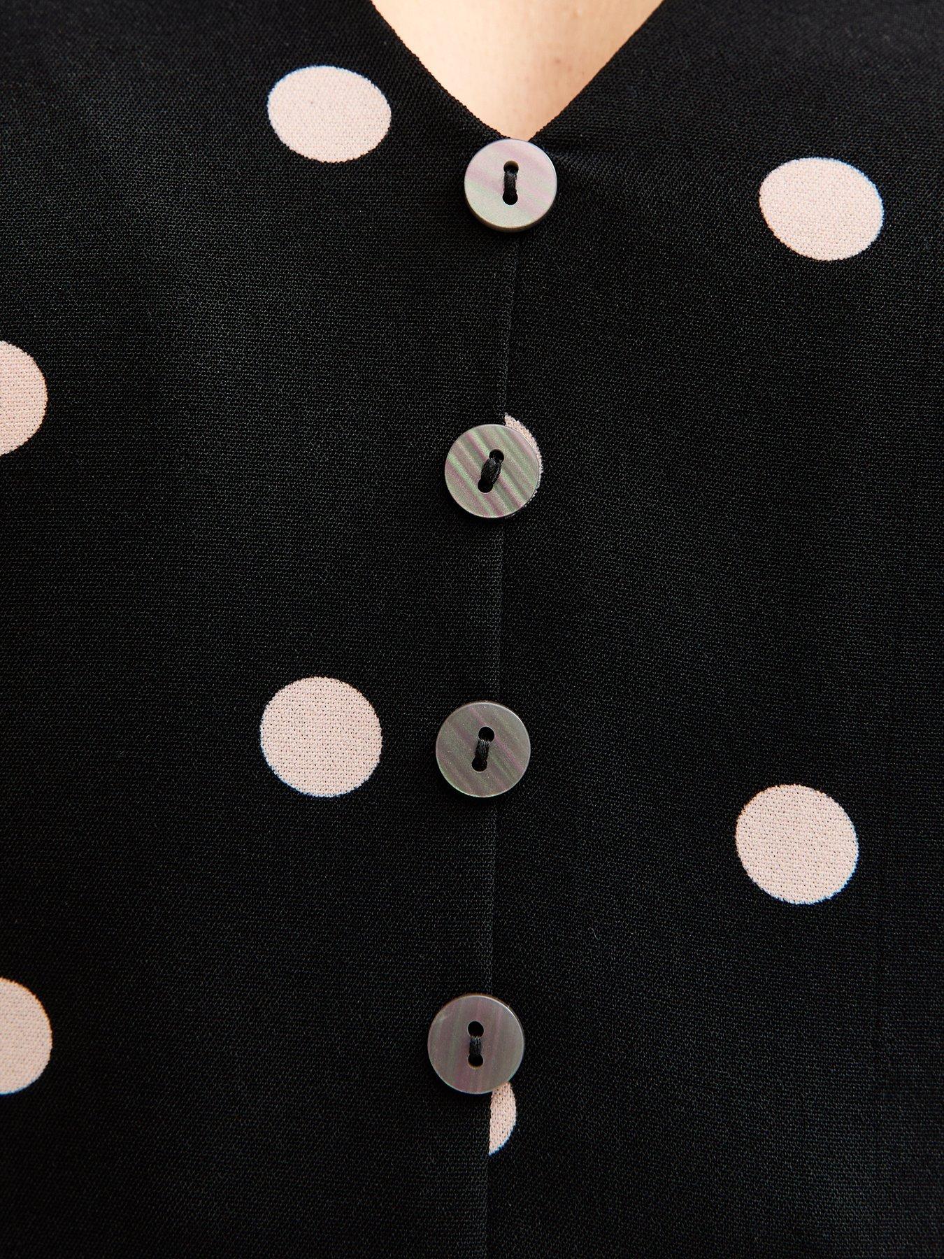 Image 5 of 5 of New Look Back Polka Dot Long Sleeve Mini Dress