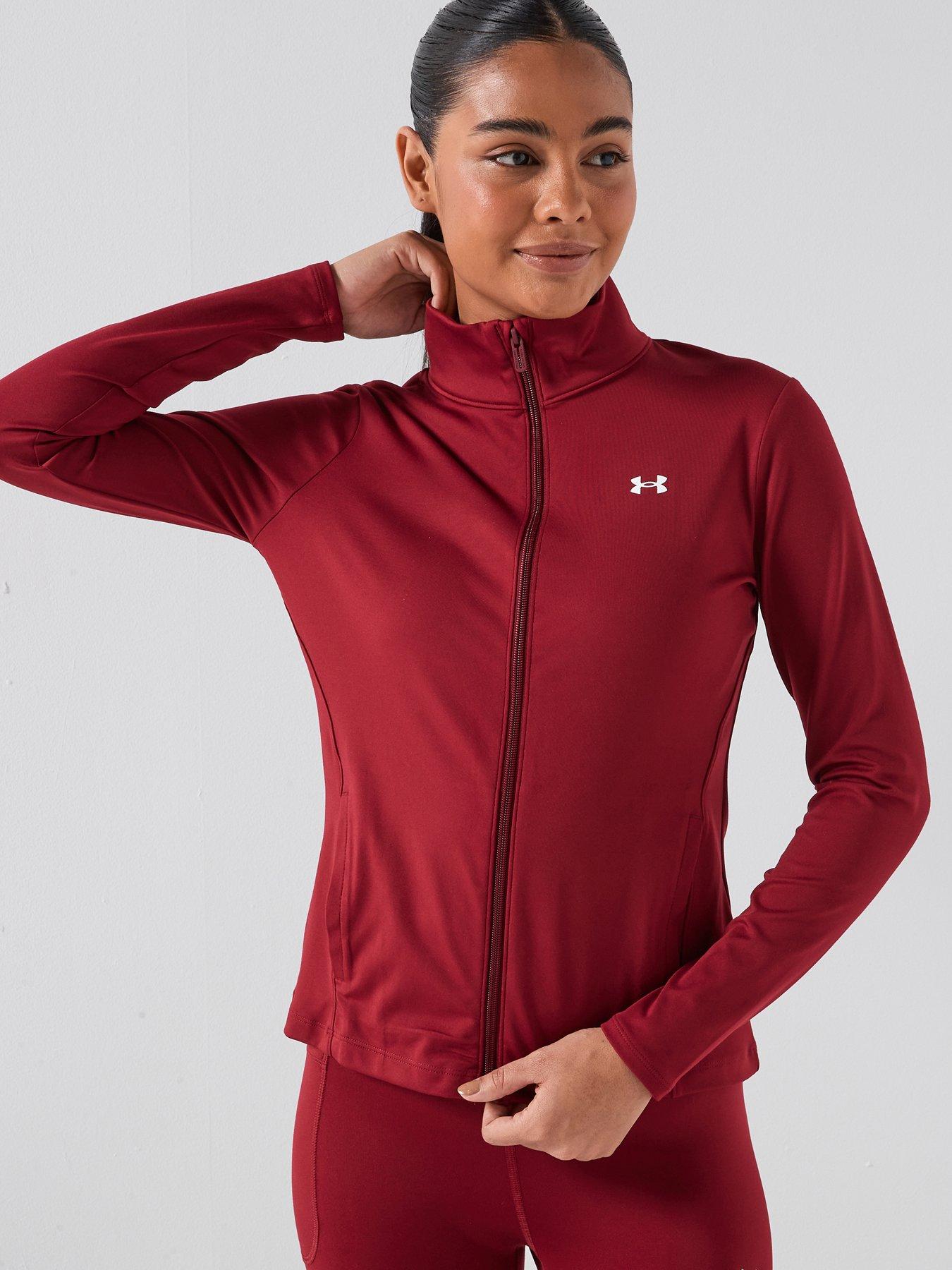 UNDER ARMOUR Womens Training Motion Full Zip Top - Burgundy