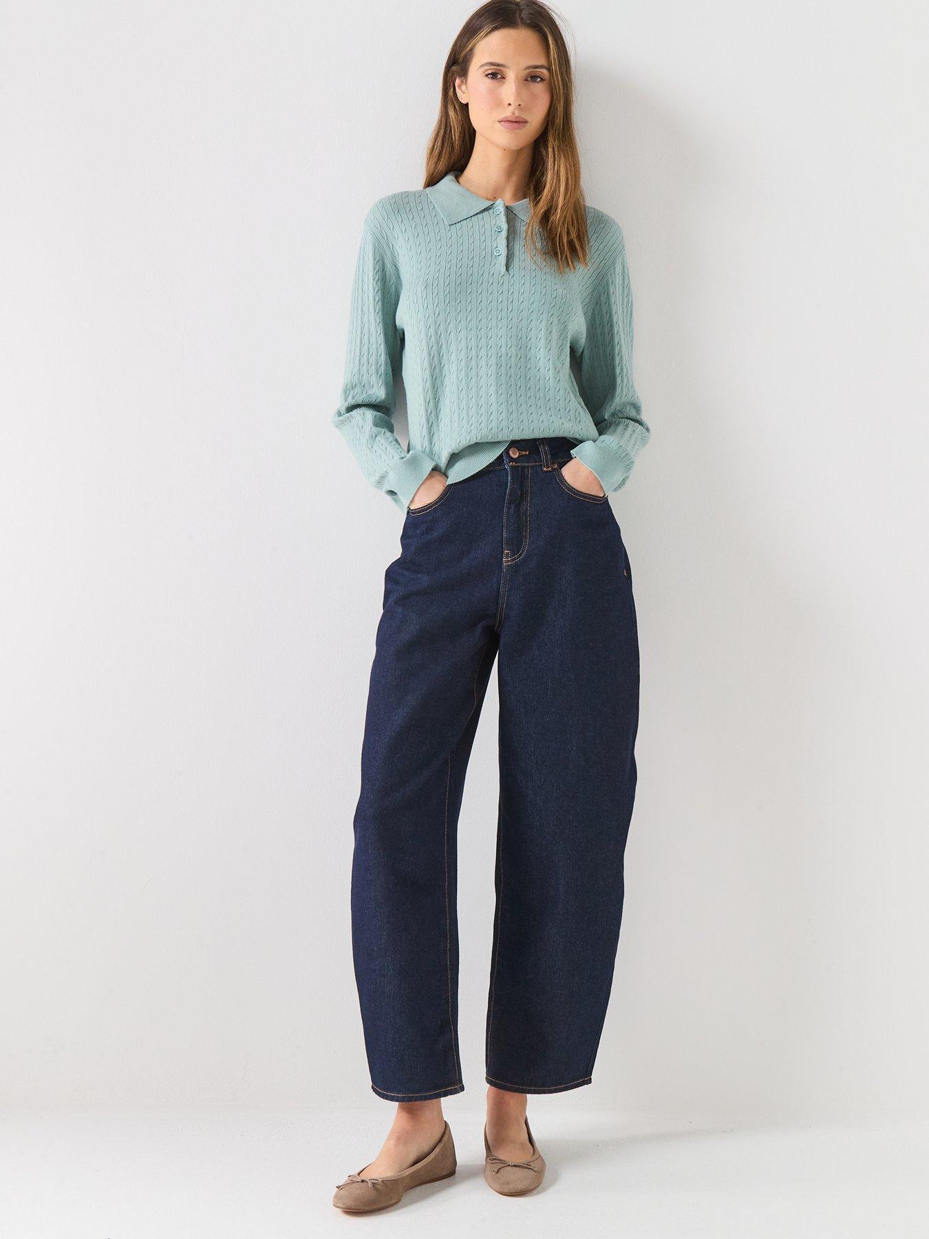 AWARE Awvina Long Sleeve Knit Polo - Blue | Very