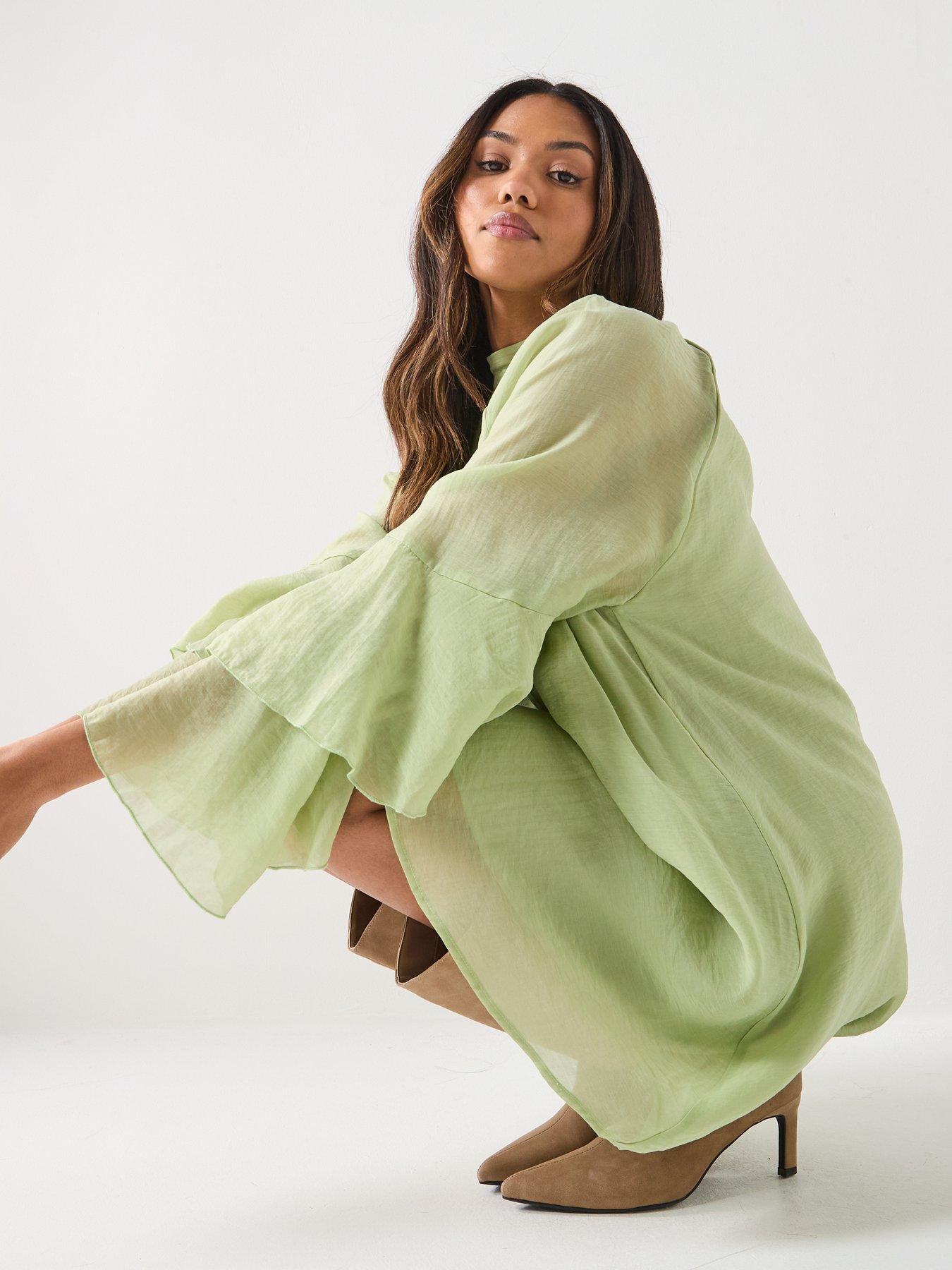 Image 3 of 6 of AWARE Valora Long Sleeve High Neck Short Dress - Green