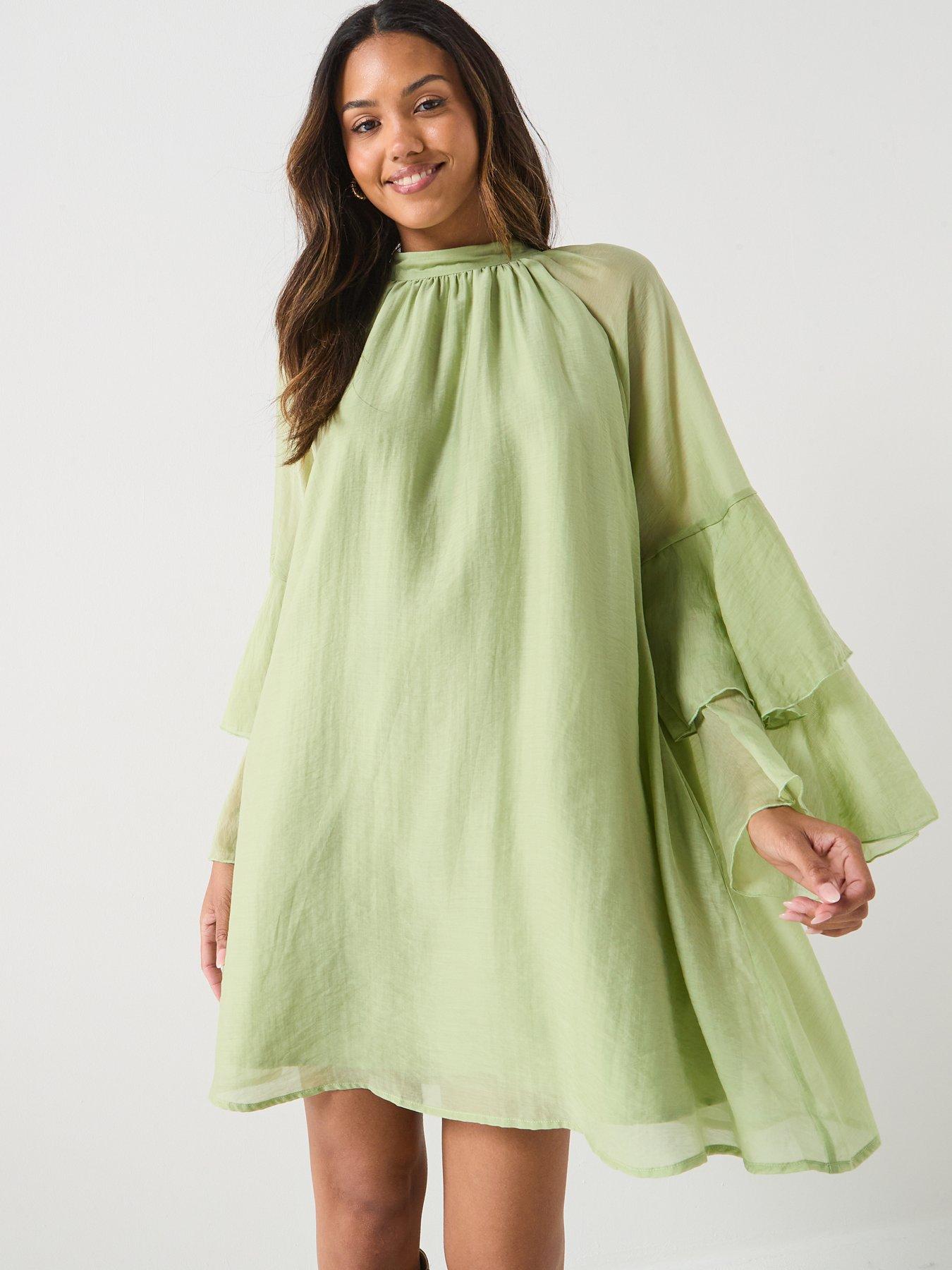 Image 4 of 6 of AWARE Valora Long Sleeve High Neck Short Dress - Green
