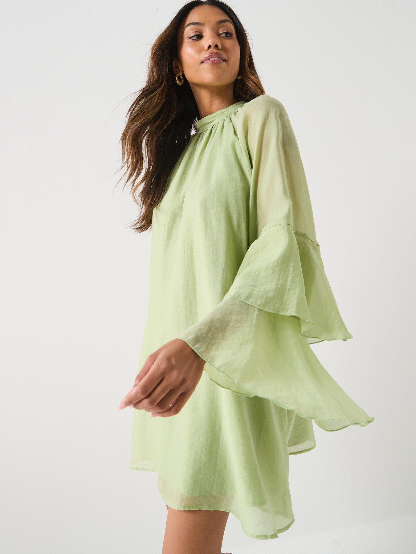 Image 5 of 6 of AWARE Valora Long Sleeve High Neck Short Dress - Green