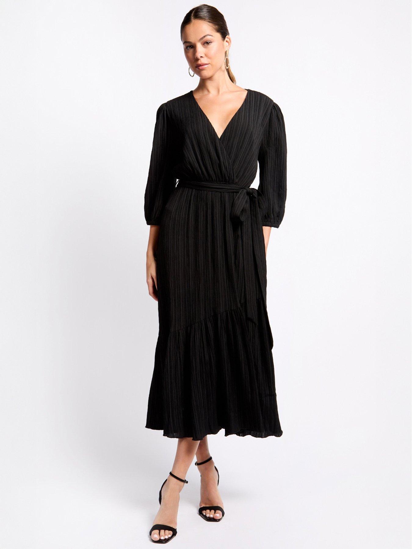 Little Mistress Mock Wrap Midaxi Dress - Black
