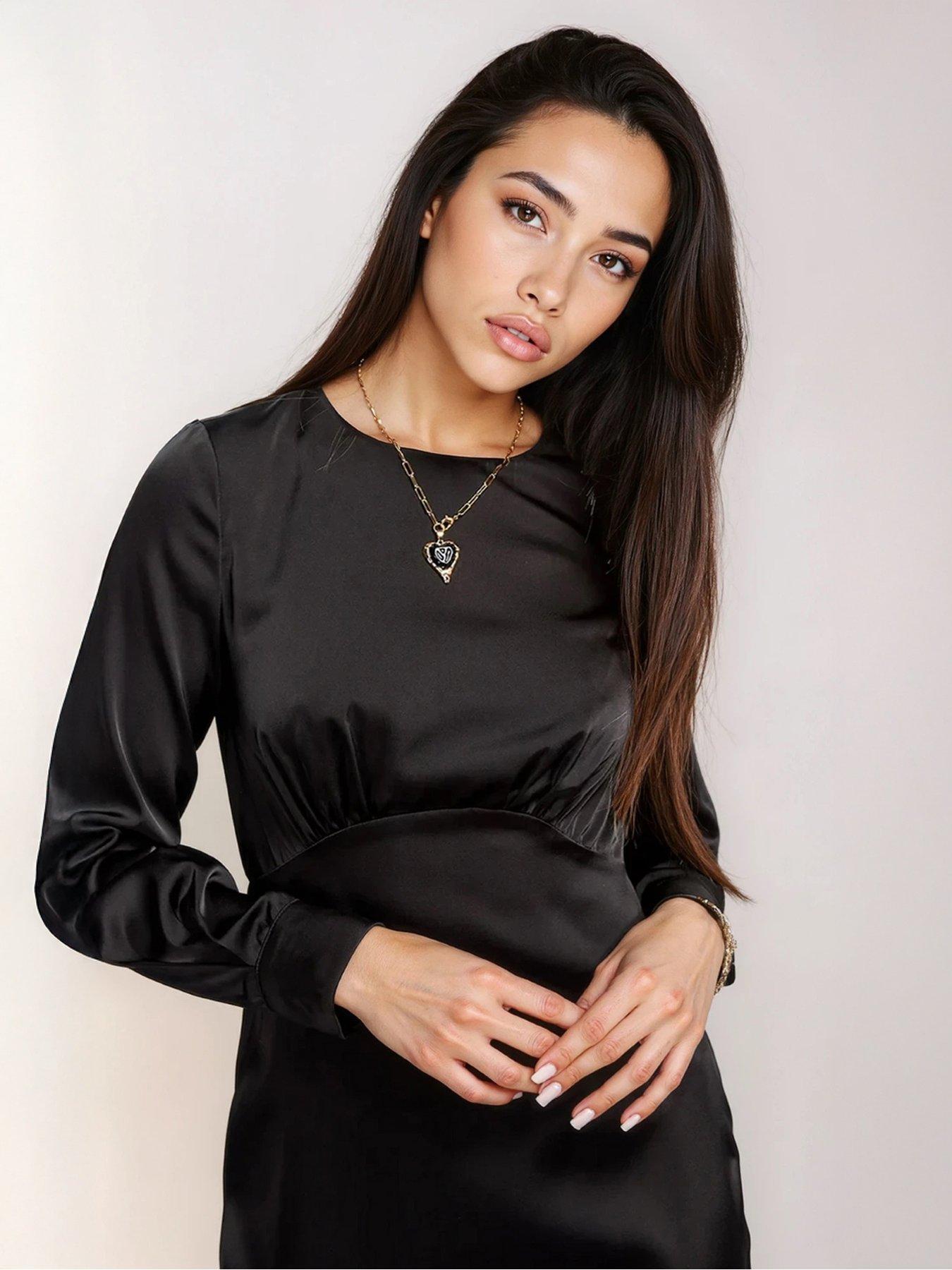 chinese dress ladies Black Lace Midi Dress by Chloe Lewis