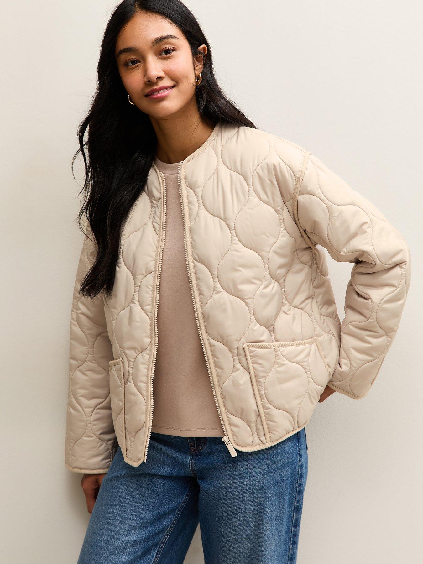 New Look Quilted Padded Jacket - Stone
