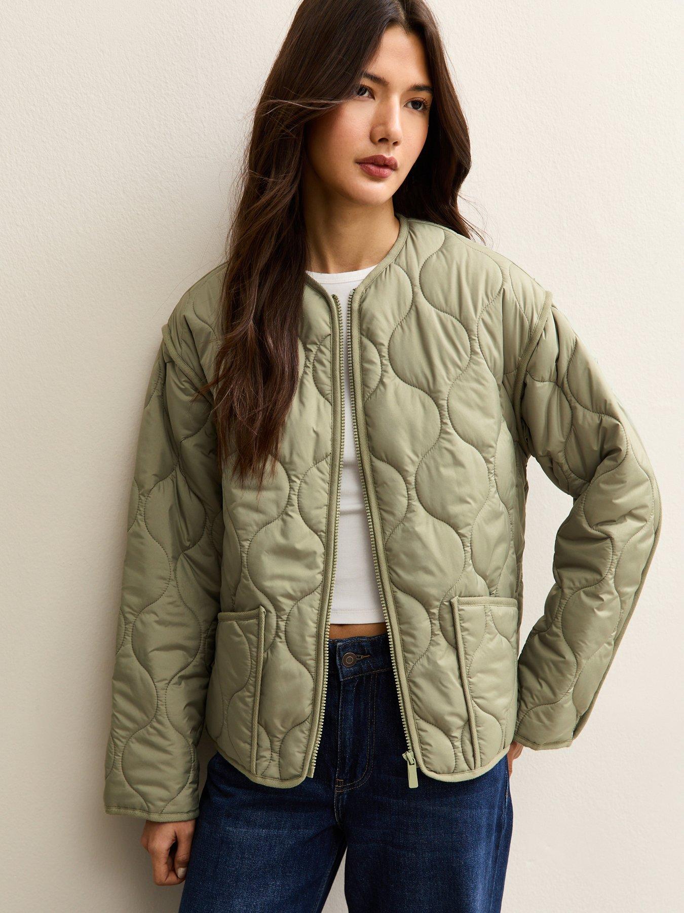 New Look: Quilted Padded Jacket - Light Khaki