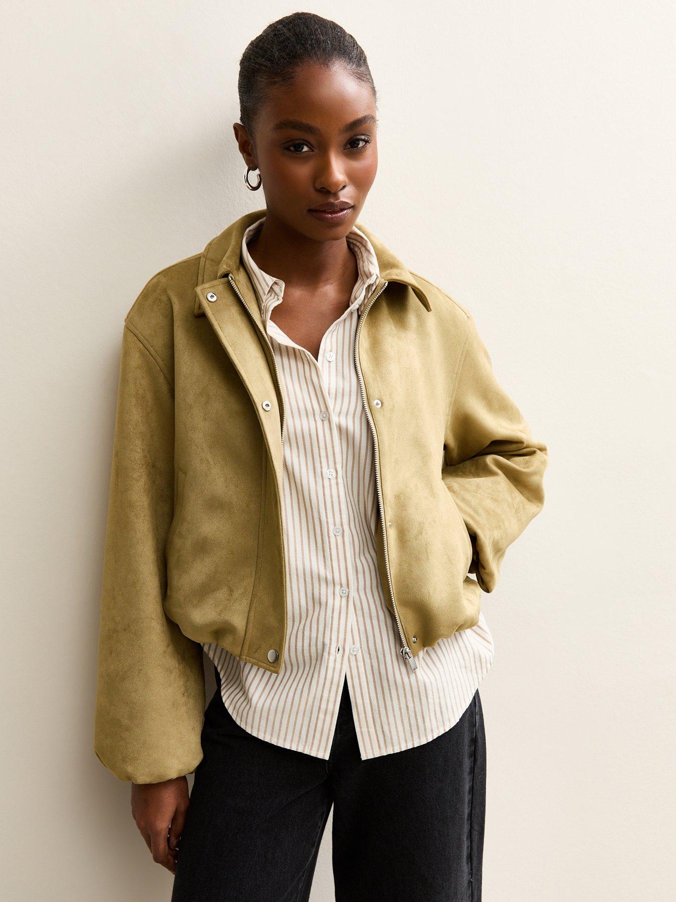 New Look Faux Suede Bubble Hem - Green