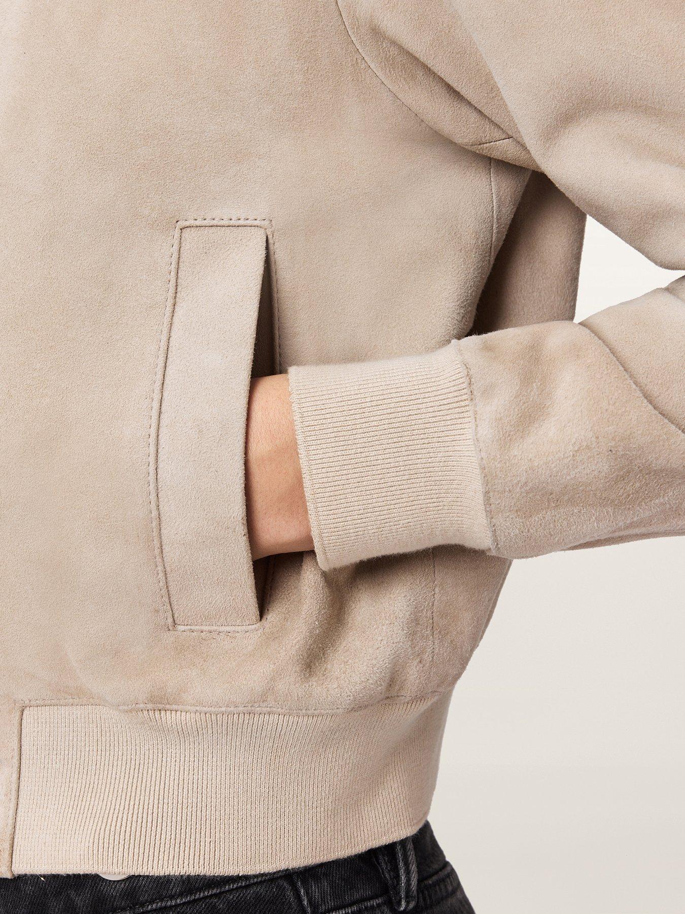 Image 5 of 6 of AllSaints Orten Suede Bomber Jacket - Silver Birch Grey