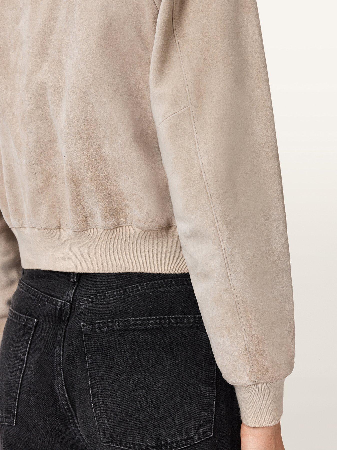 Image 6 of 6 of AllSaints Orten Suede Bomber Jacket - Silver Birch Grey