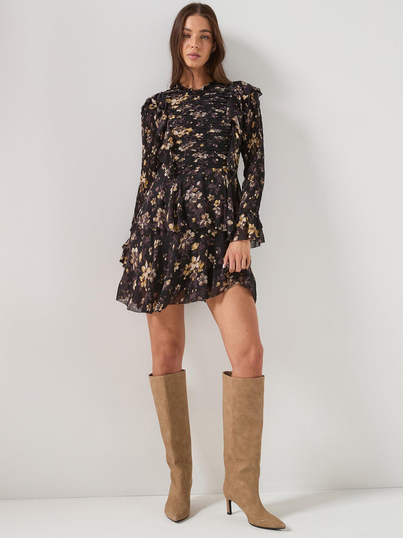 AllSaints Portia Floral Dress - Vine Black