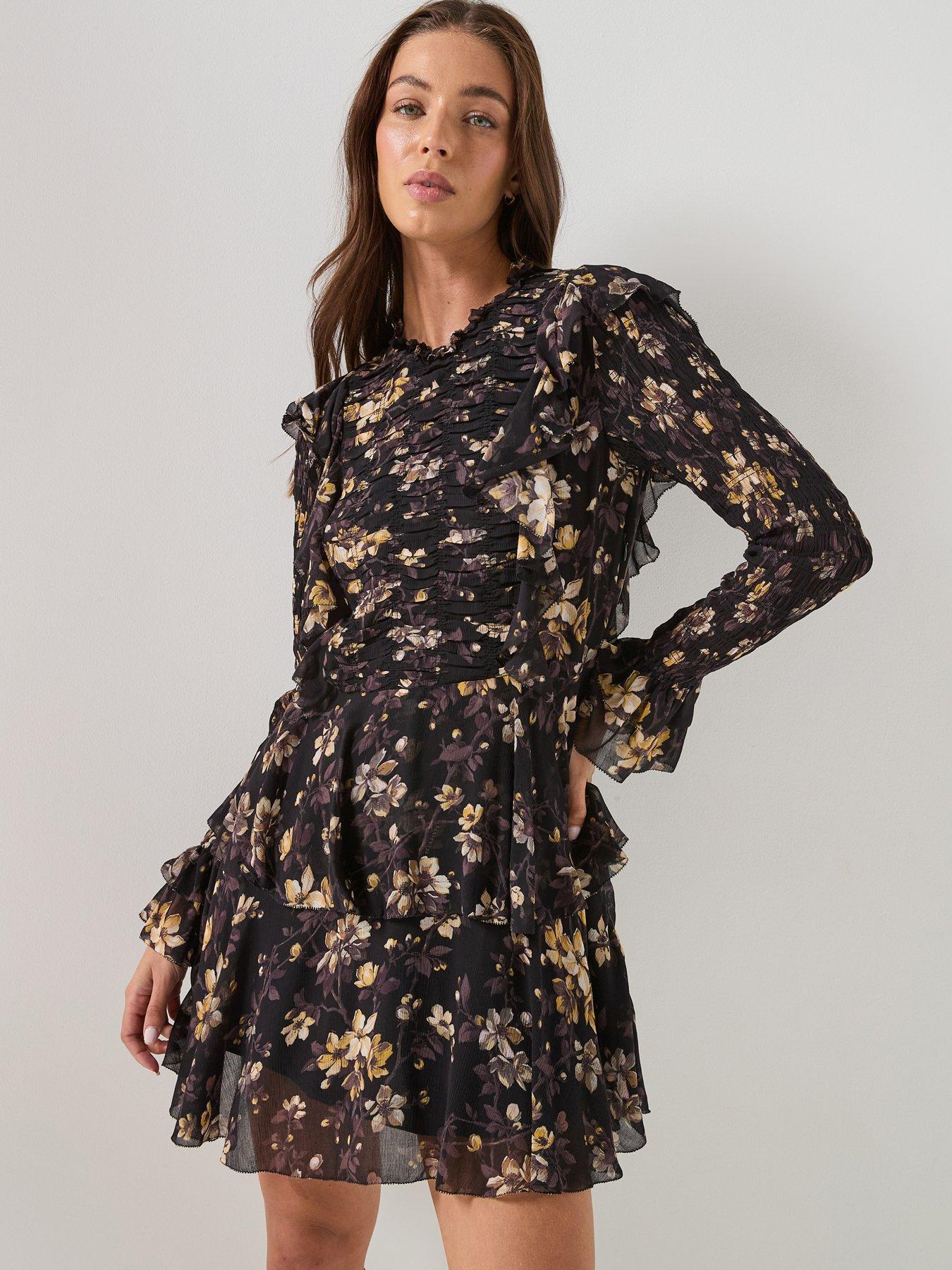 AllSaints Portia Floral Dress - Vine Black