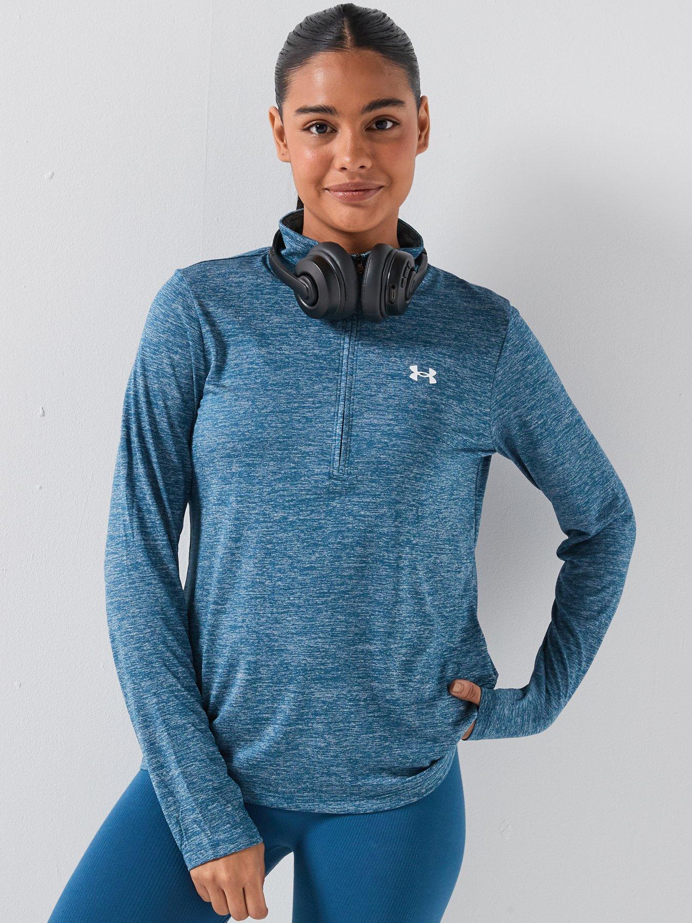 UNDER ARMOUR Womens Training Tech Twist 1/2 Zip Top, Blue, Size M, Women