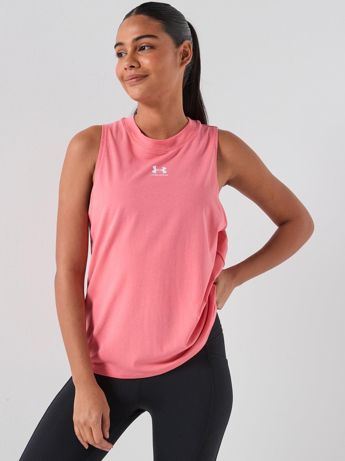 UNDER ARMOUR Womens Rival Muscle Tank - Pink