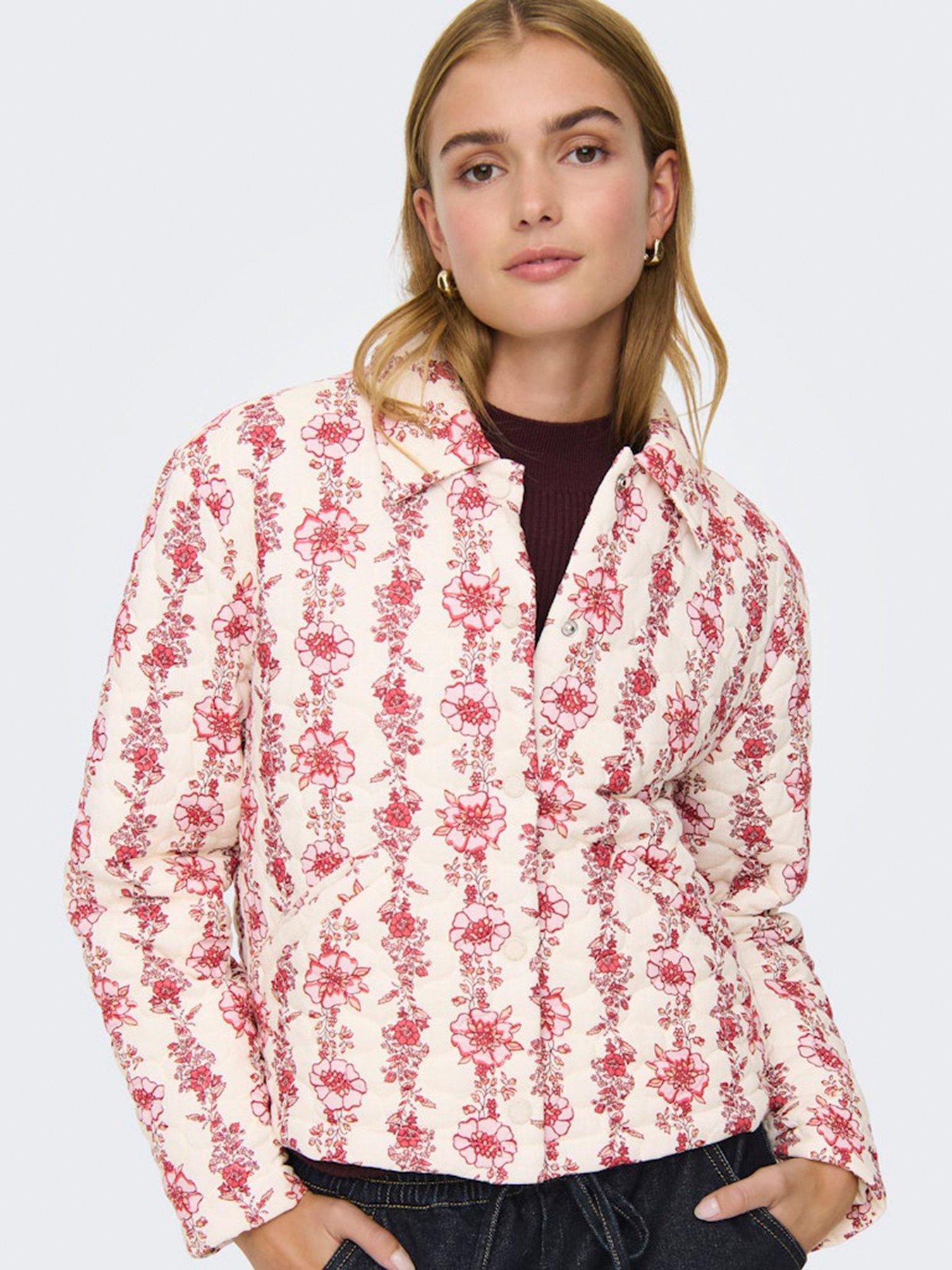 Image 1 of 5 of Only Floral Quilted Jacket - Cream
