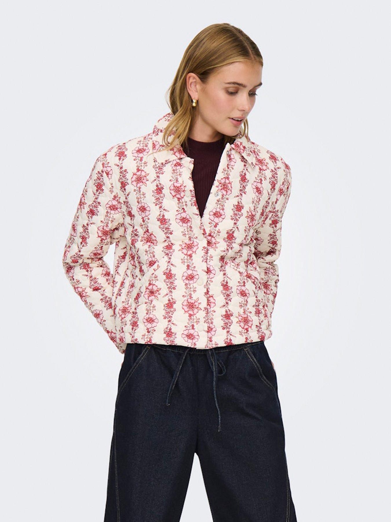 Image 4 of 5 of Only Floral Quilted Jacket - Cream