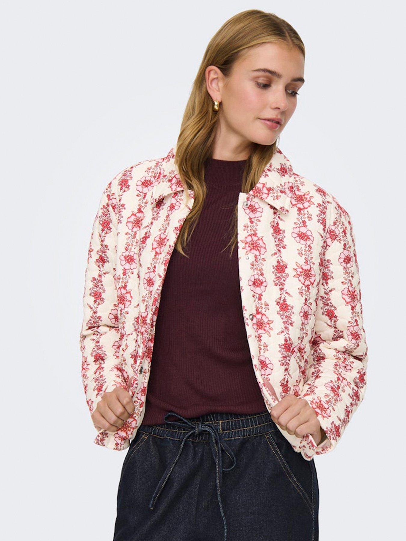Image 5 of 5 of Only Floral Quilted Jacket - Cream
