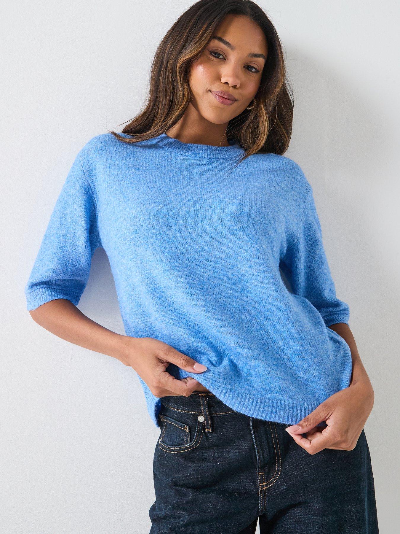 JDY: Sonja 3/4 Length Sleeve Pullover - Blue