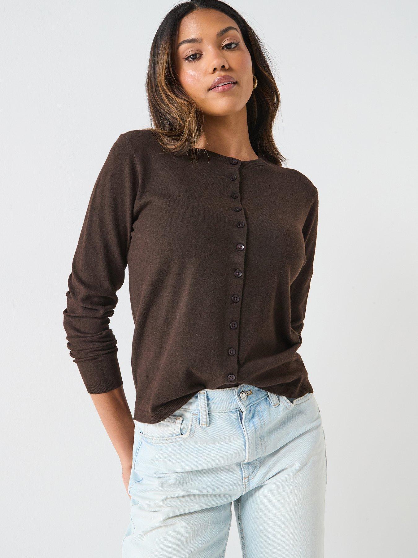 JDY Jdyprime Life Long Sleeve Knitted Cardigan - Brown