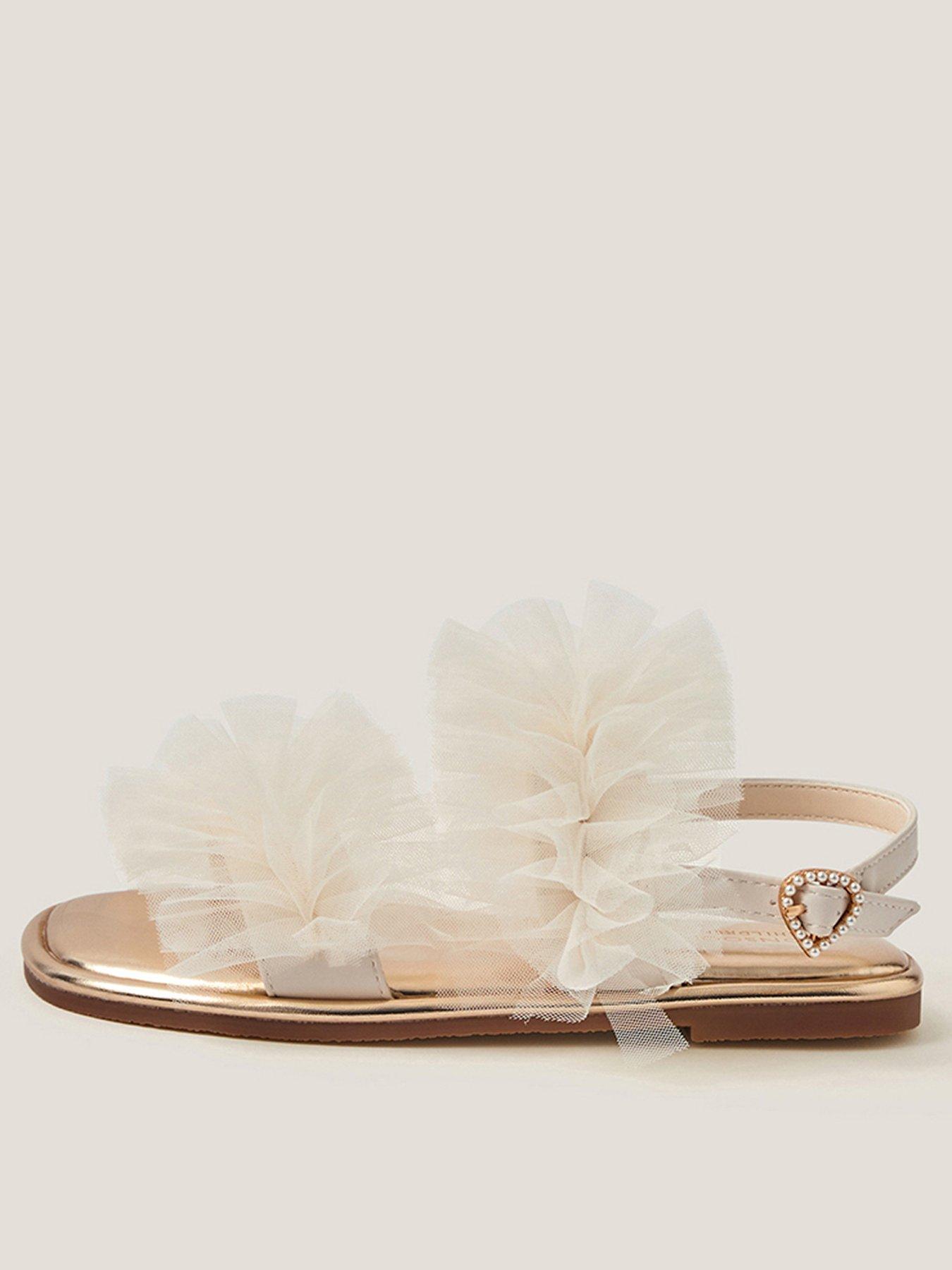 Monsoon Girls Tulle Sandals - Light Cream
